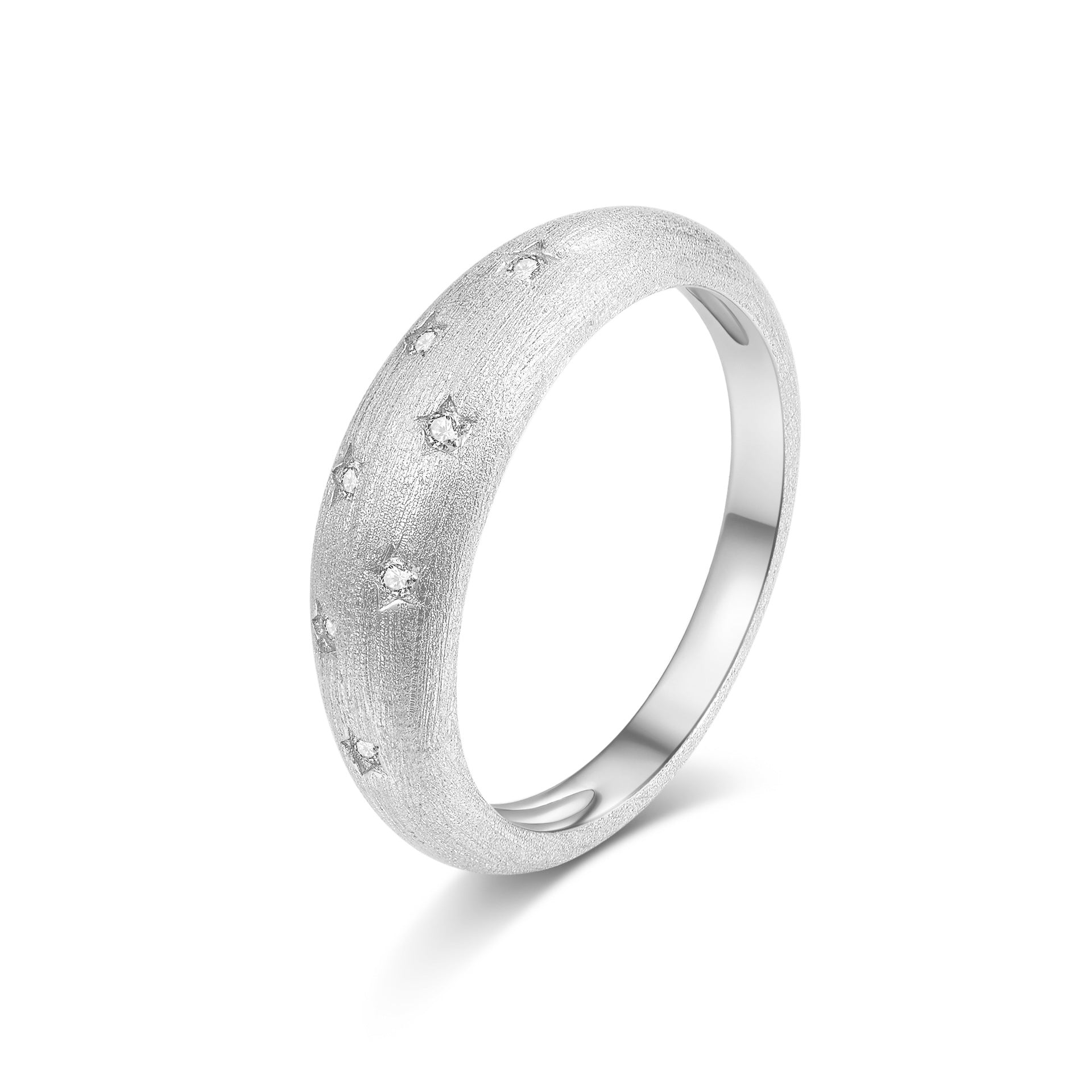 Starry Night Italian Brushed Moissanite Ring 14K Gold in 14K Gold Plated 925 Silver | Moisse & Silver Co. - Moisse & Silver Co.