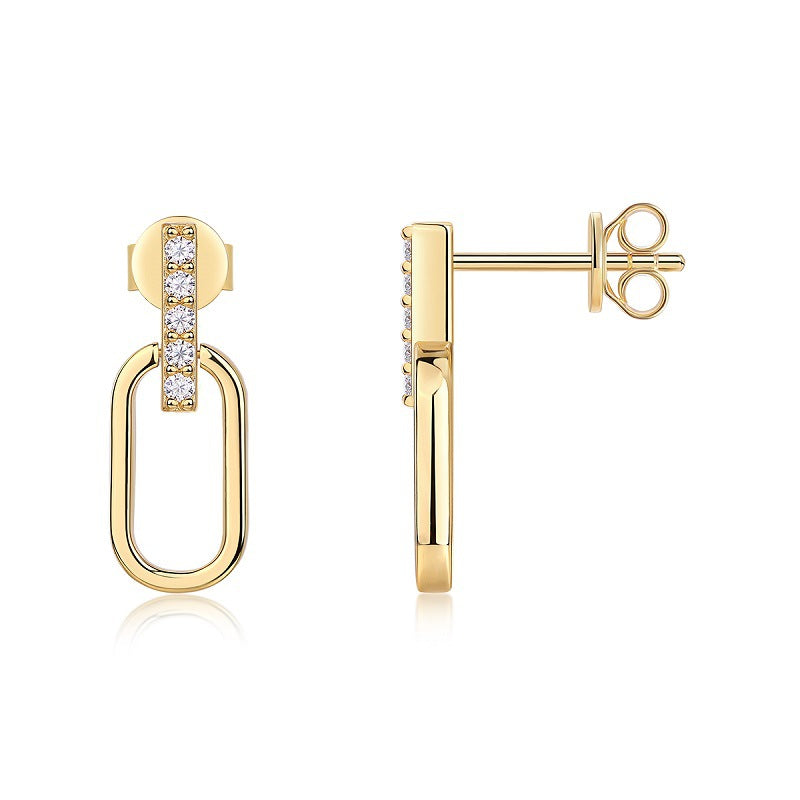INS Gold Moissanite Earrings - 925 Silver 18K Gold Plated #5 - Moisse & Silver Co.