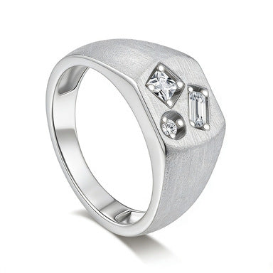 Italian Brushed Moissanite Ring in 14K Gold Plated 925 Silver | Moisse & Silver Co. | #46 - Moisse & Silver Co.