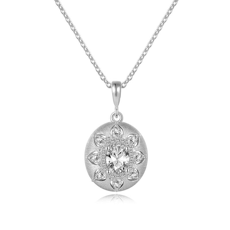 Italian Brushed Minimalist Luxury Moissanite Necklace in 14K Gold Plated 925 Silver | Moisse & Silver Co. | #45 - Moisse & Silver Co.