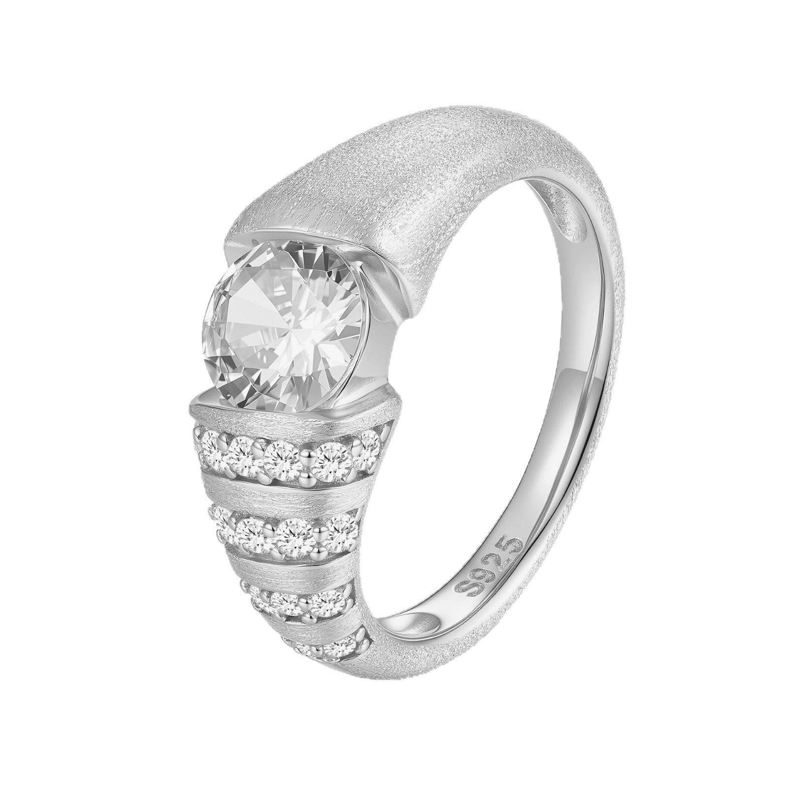 Italian Brushed Luxury Moissanite Ring in 14K Gold Plated 925 Silver | Moisse & Silver Co. | #126 - Moisse & Silver Co.