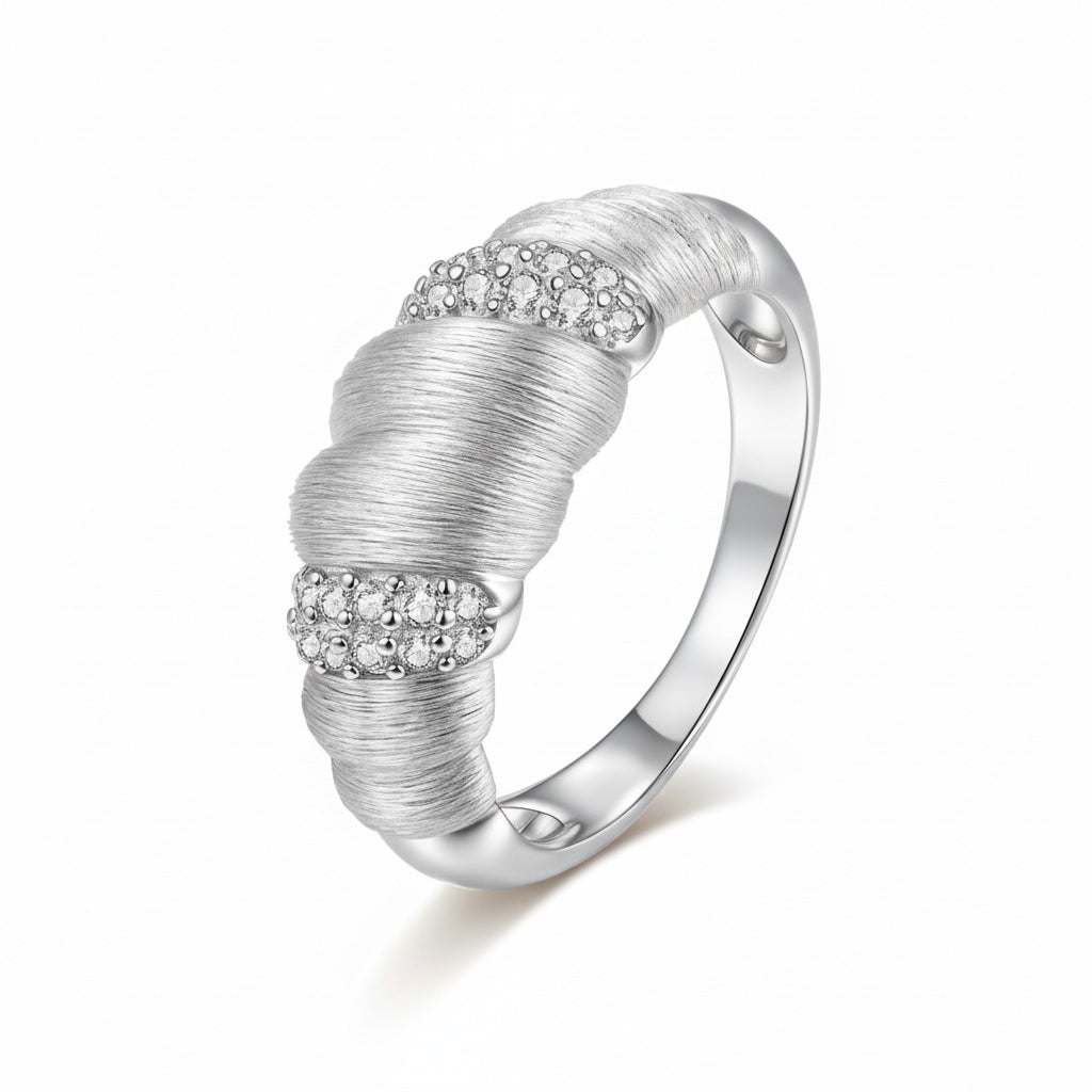 Vintage Italian Brushed 'Bread' Moissanite Band 14K Gold in 14K Gold Plated 925 Silver | Moisse & Silver Co. - Moisse & Silver Co.