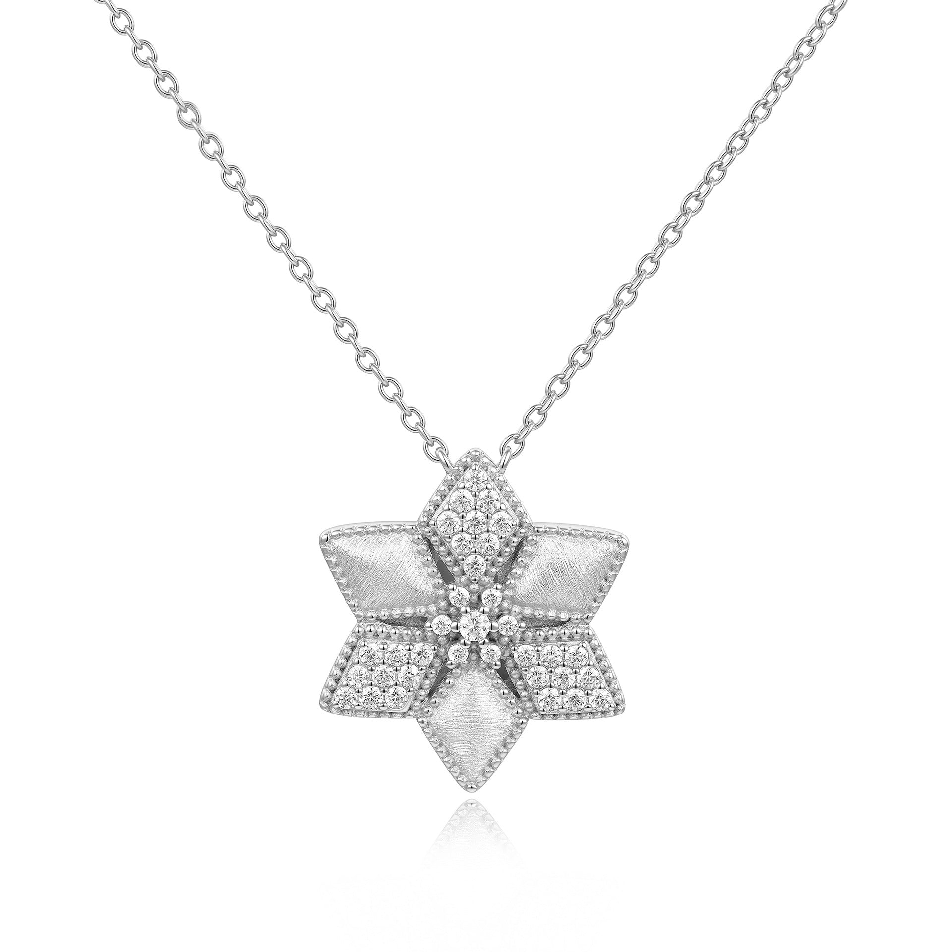 Italian Brushed Minimalist Luxury Star Moissanite Necklace in 14K Gold Plated 925 Silver | Moisse & Silver Co. | #95 - Moisse & Silver Co.