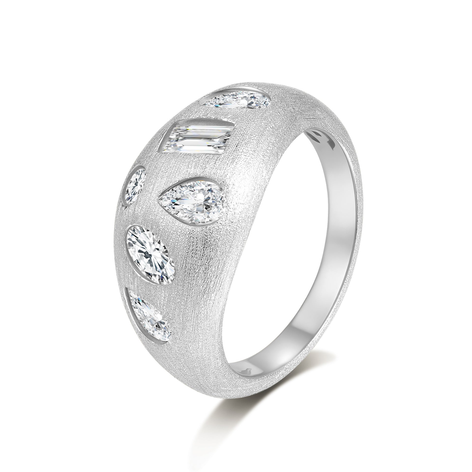 Italian Brushed Luxury Moissanite Ring in 14K Gold Plated 925 Silver | Moisse & Silver Co. | #78 - Moisse & Silver Co.