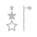 Y2K Style Triple Star Moissanite Dangle Drop Earrings - S925 Silver - Moisse & Silver Co.