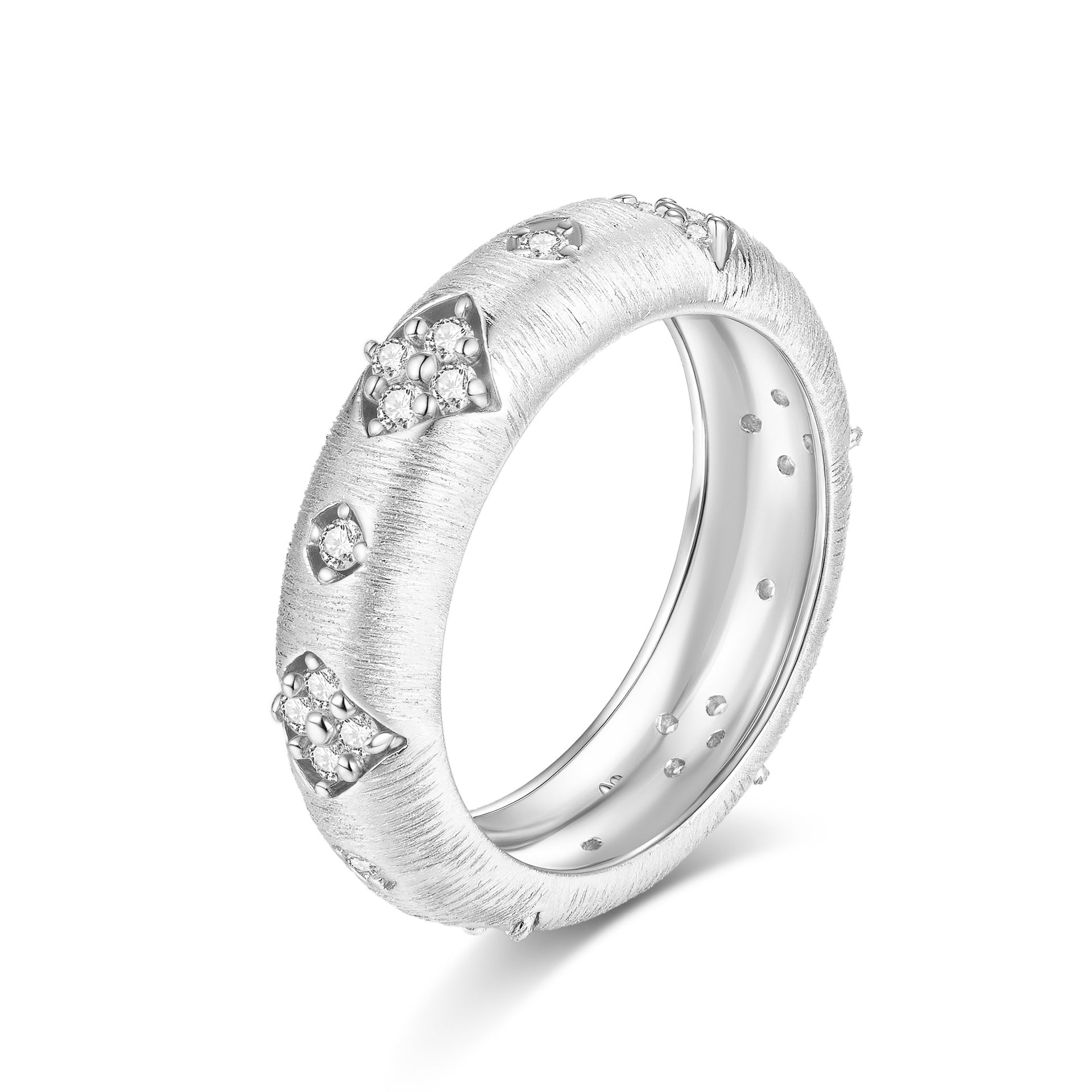Italian Brushed Minimalist Luxury Moissanite Ring in 14K Gold Plated 925 Silver | Moisse & Silver Co. | #13 - Moisse & Silver Co.