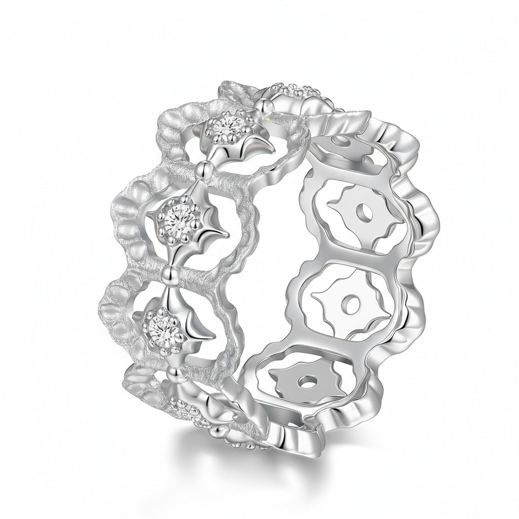 Italian Brushed Luxury Moissanite Ring in 14K Gold Plated 925 Silver | Moisse & Silver Co. | #131 - Moisse & Silver Co.