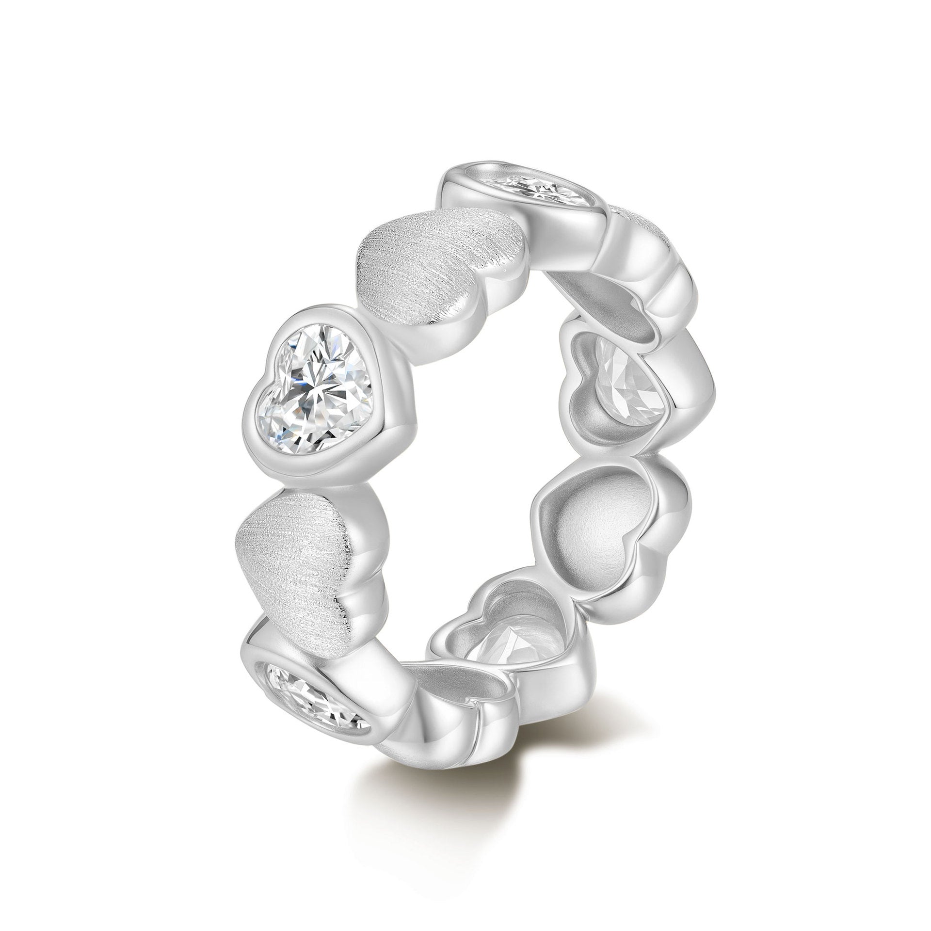 Italian Brushed Vintage Luxury Heart Moissanite Ring in 14K Gold Plated 925 Silver | Moisse & Silver Co. | #80 - Moisse & Silver Co.