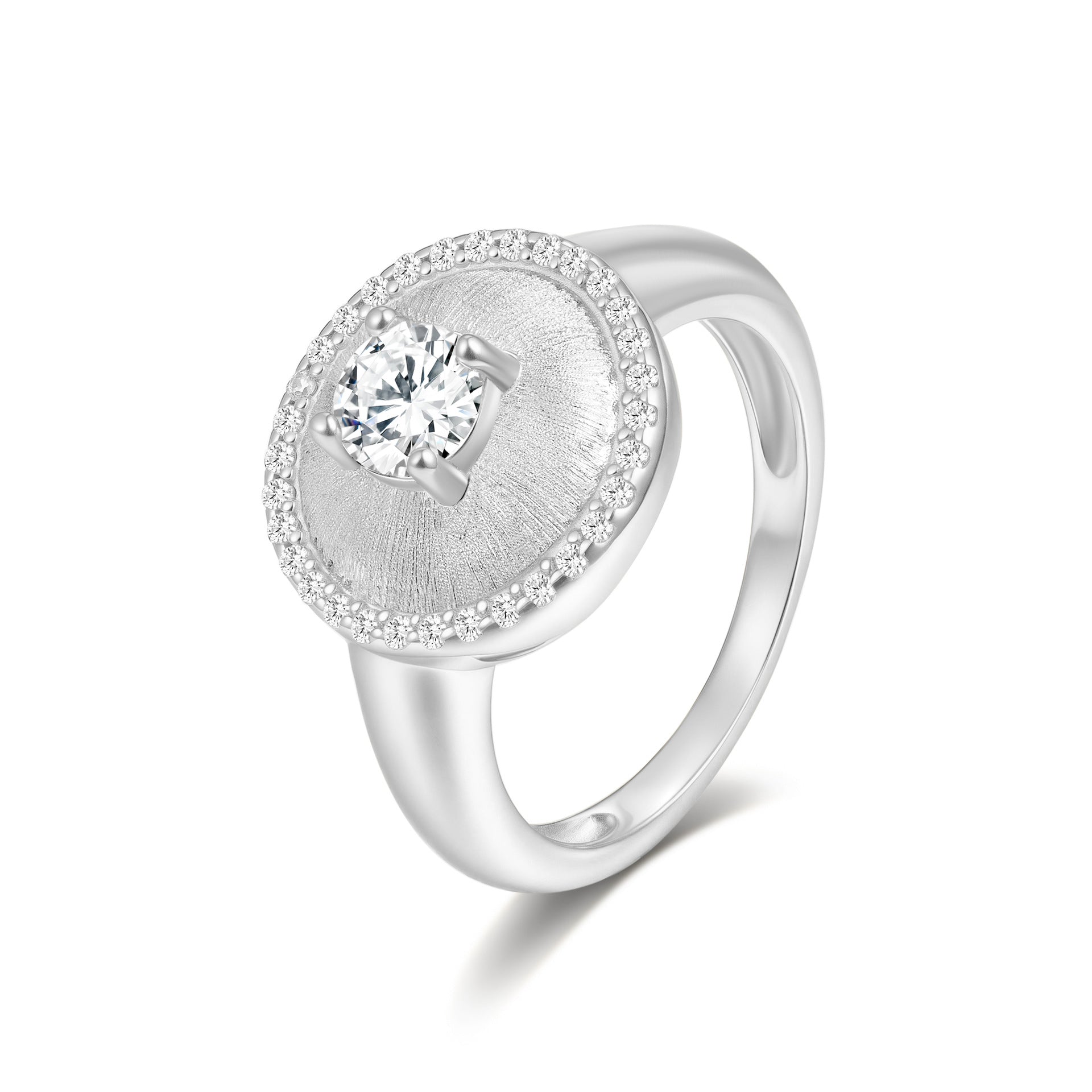 Italian Brushed Moissanite Ring in 14K Gold Plated 925 Silver | Moisse & Silver Co. | #62 - Moisse & Silver Co.