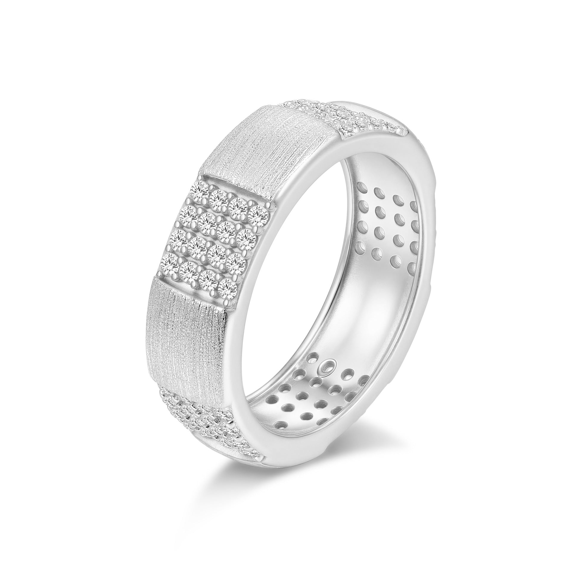 Italian Brushed Minimalist Moissanite Ring in 14K Gold Plated 925 Silver | Moisse & Silver Co. | #82 - Moisse & Silver Co.