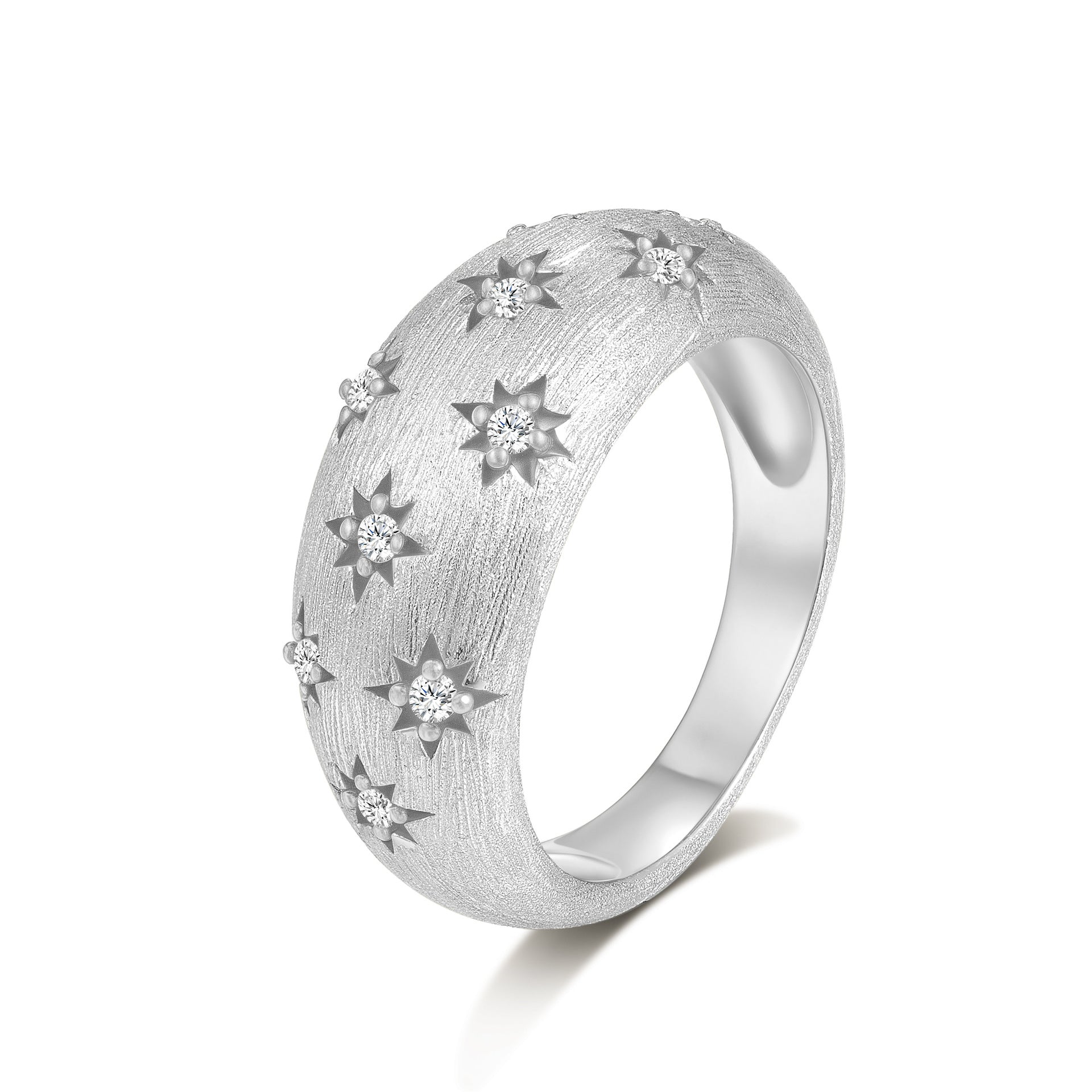 Italian Brushed Vintage Luxury Floral Moissanite Ring in 14K Gold Plated 925 Silver | Moisse & Silver Co. | #37 - Moisse & Silver Co.