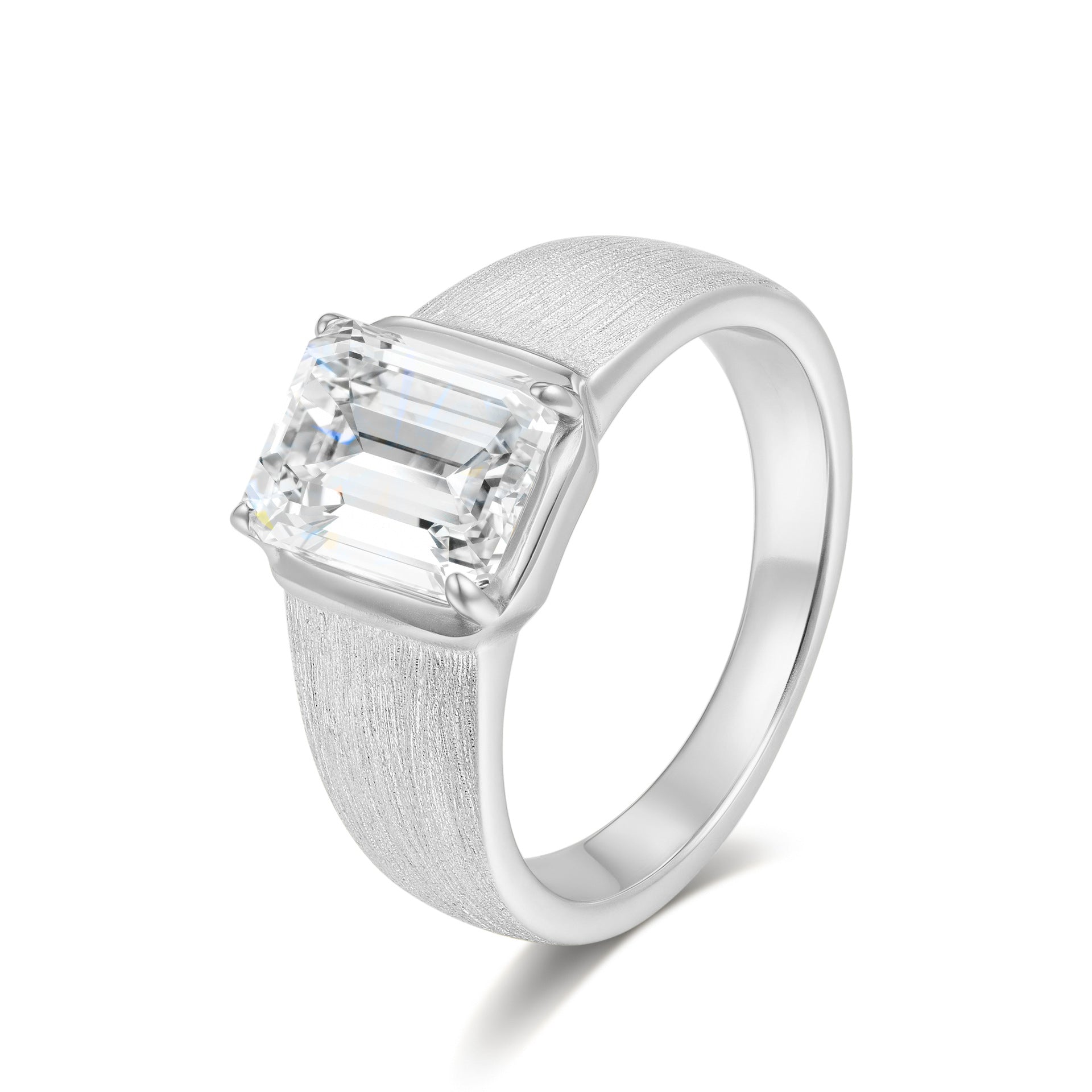 Italian Brushed Pear Cut Moissanite Ring in 14K Gold Plated 925 Silver | Moisse & Silver Co. | #65 - Moisse & Silver Co.
