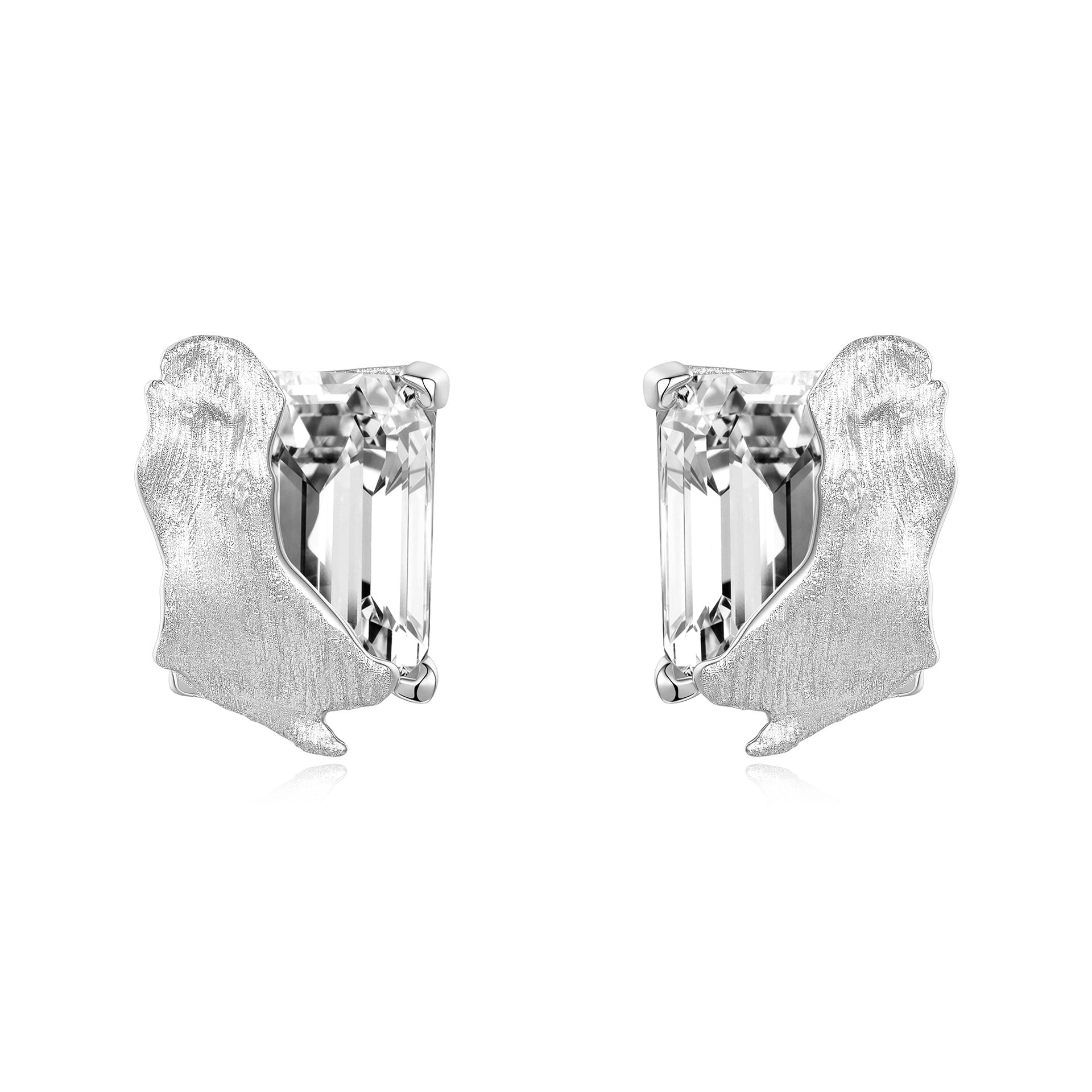 Italian Brushed Minimalist Luxury Moissanite Earrings - 14K Gold Plated 925 Sterling Silver | MS-G107 in 14K Gold Plated 925 Silver | Moisse & Silver Co. - Moisse & Silver Co.