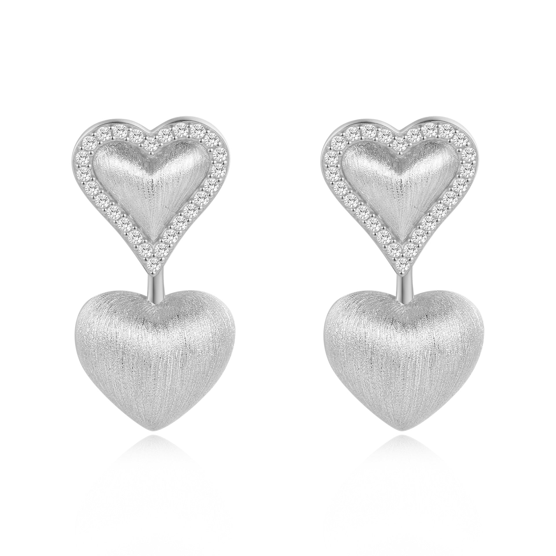 Italian Brushed Minimalist Luxury Heart Moissanite Earrings in 14K Gold Plated 925 Silver | Moisse & Silver Co. | #73 - Moisse & Silver Co.