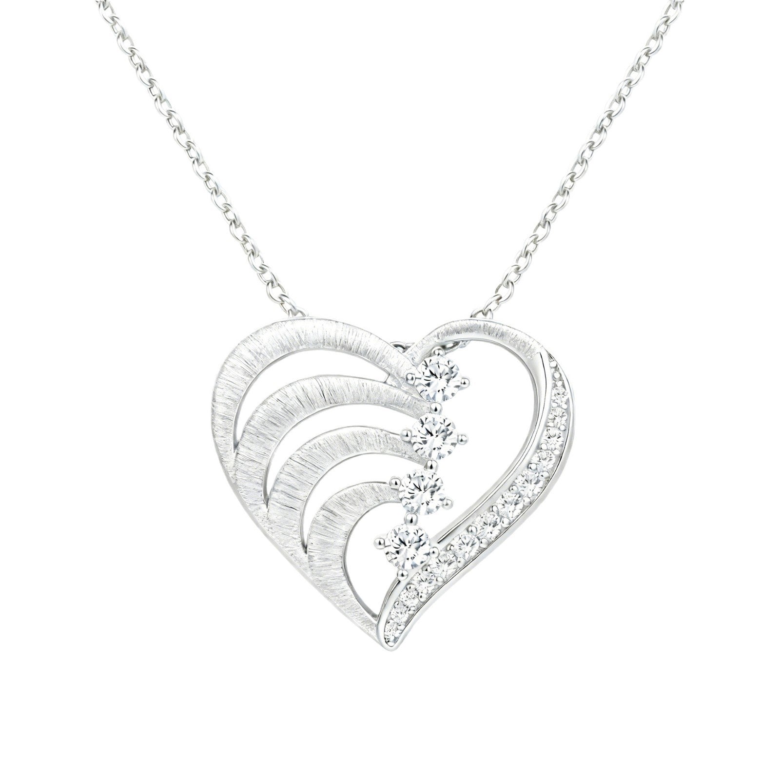 Italian Brushed Luxury Heart Star Moissanite Necklace in 14K Gold Plated 925 Silver | Moisse & Silver Co. | #140 - Moisse & Silver Co.