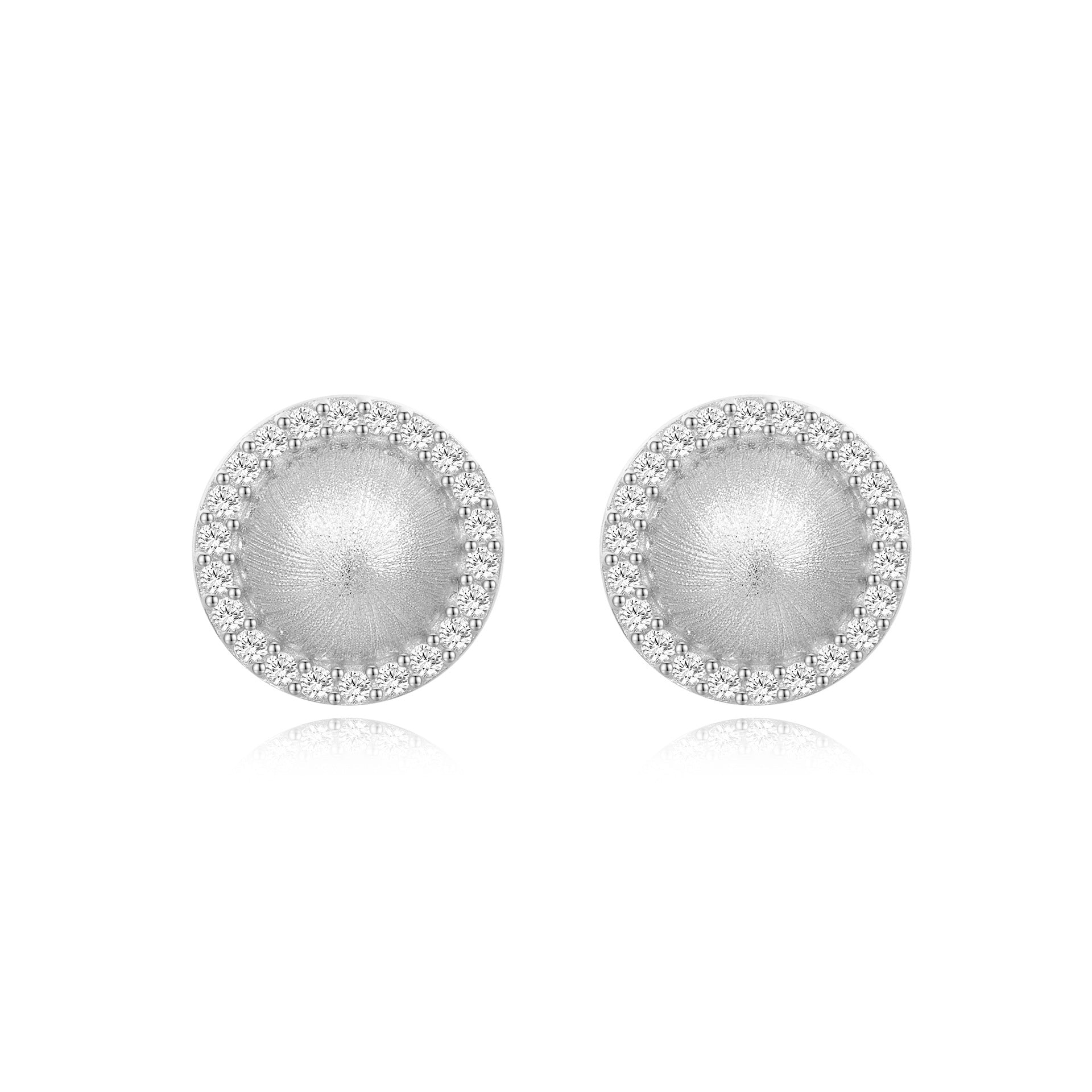 Italian Brushed Vintage Minimalist Luxury Round Brilliant Moissanite Earrings in 14K Gold Plated 925 Silver | Moisse & Silver Co. | #66 - Moisse & Silver Co.