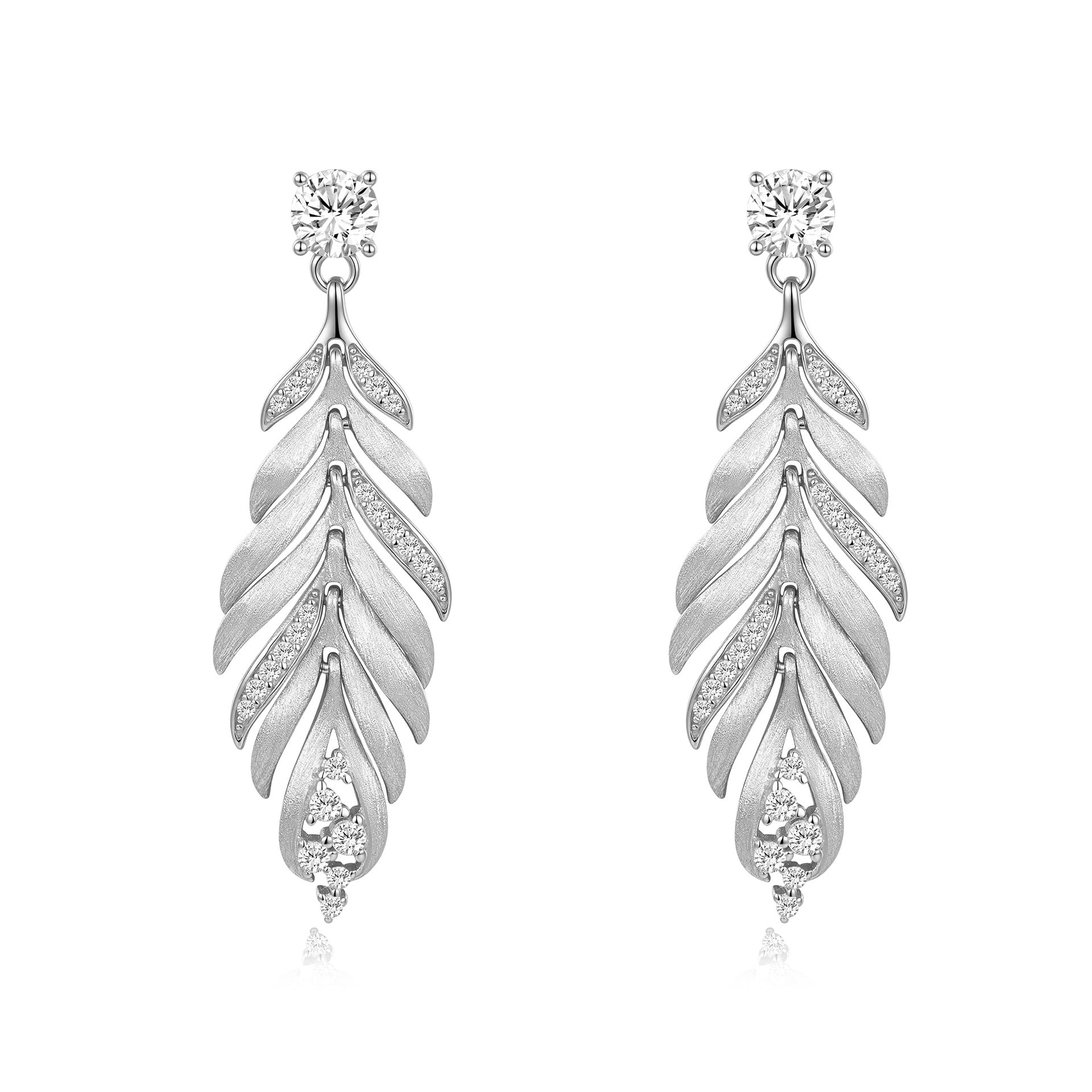 Italian Brushed Luxury Moissanite Earrings - 14K Gold Plated 925 Sterling Silver | MS-G21 in 14K Gold Plated 925 Silver | Moisse & Silver Co. - Moisse & Silver Co.