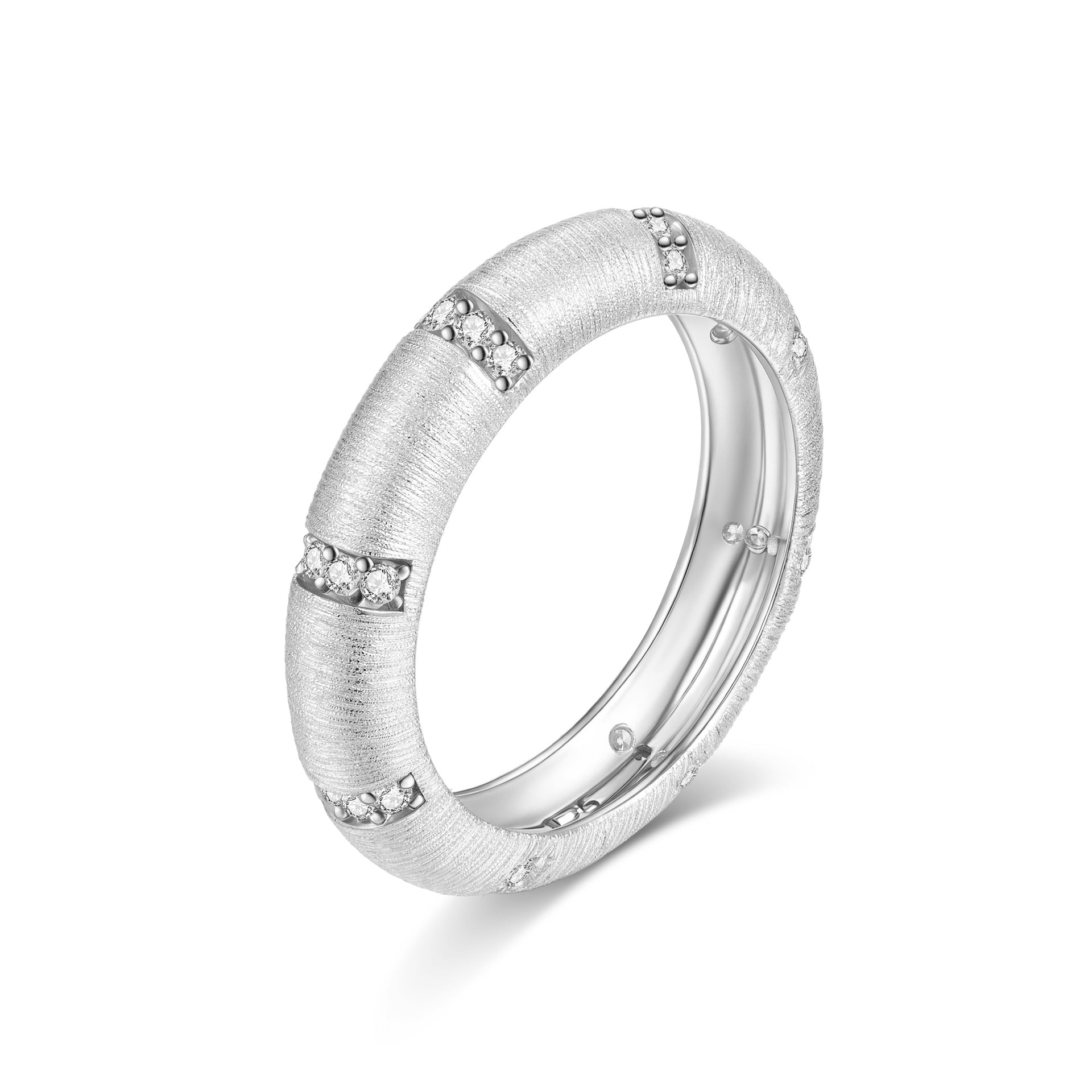 Italian Brushed Luxury Moissanite Ring in 14K Gold Plated 925 Silver | Moisse & Silver Co. | #88 - Moisse & Silver Co.