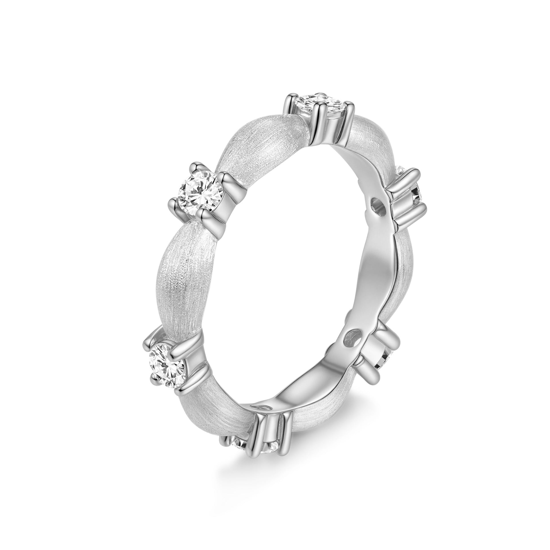 Italian Brushed Luxury Floral Moissanite Ring in 14K Gold Plated 925 Silver | Moisse & Silver Co. | #15 - Moisse & Silver Co.