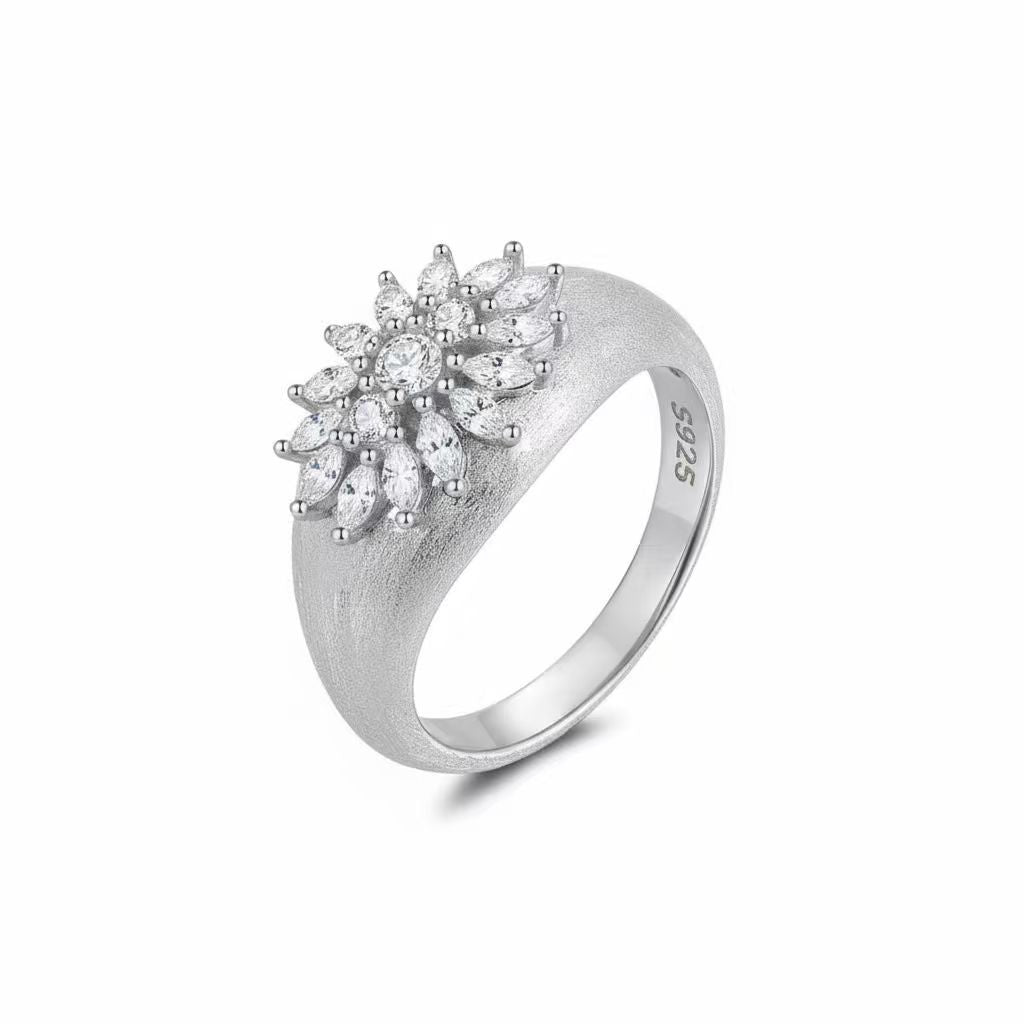 Italian Brushed Minimalist Luxury Moissanite Ring in 14K Gold Plated 925 Silver | Moisse & Silver Co. | #41 - Moisse & Silver Co.
