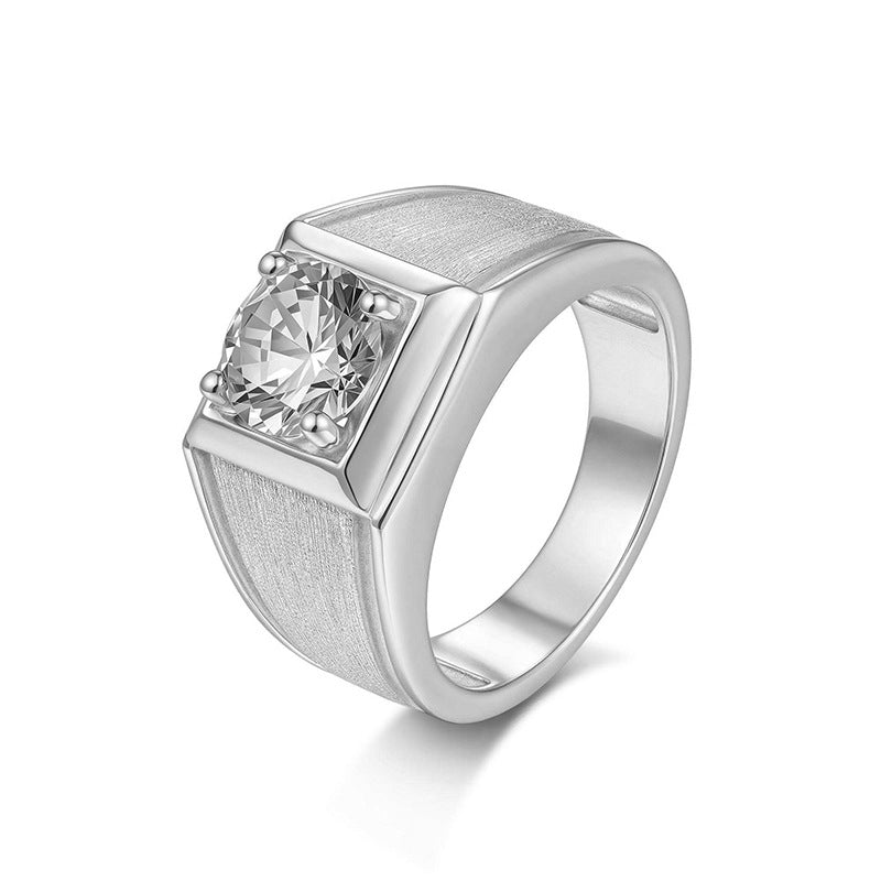 Italian Brushed Luxury Moissanite Ring in 14K Gold Plated 925 Silver | Moisse & Silver Co. | #48 - Moisse & Silver Co.