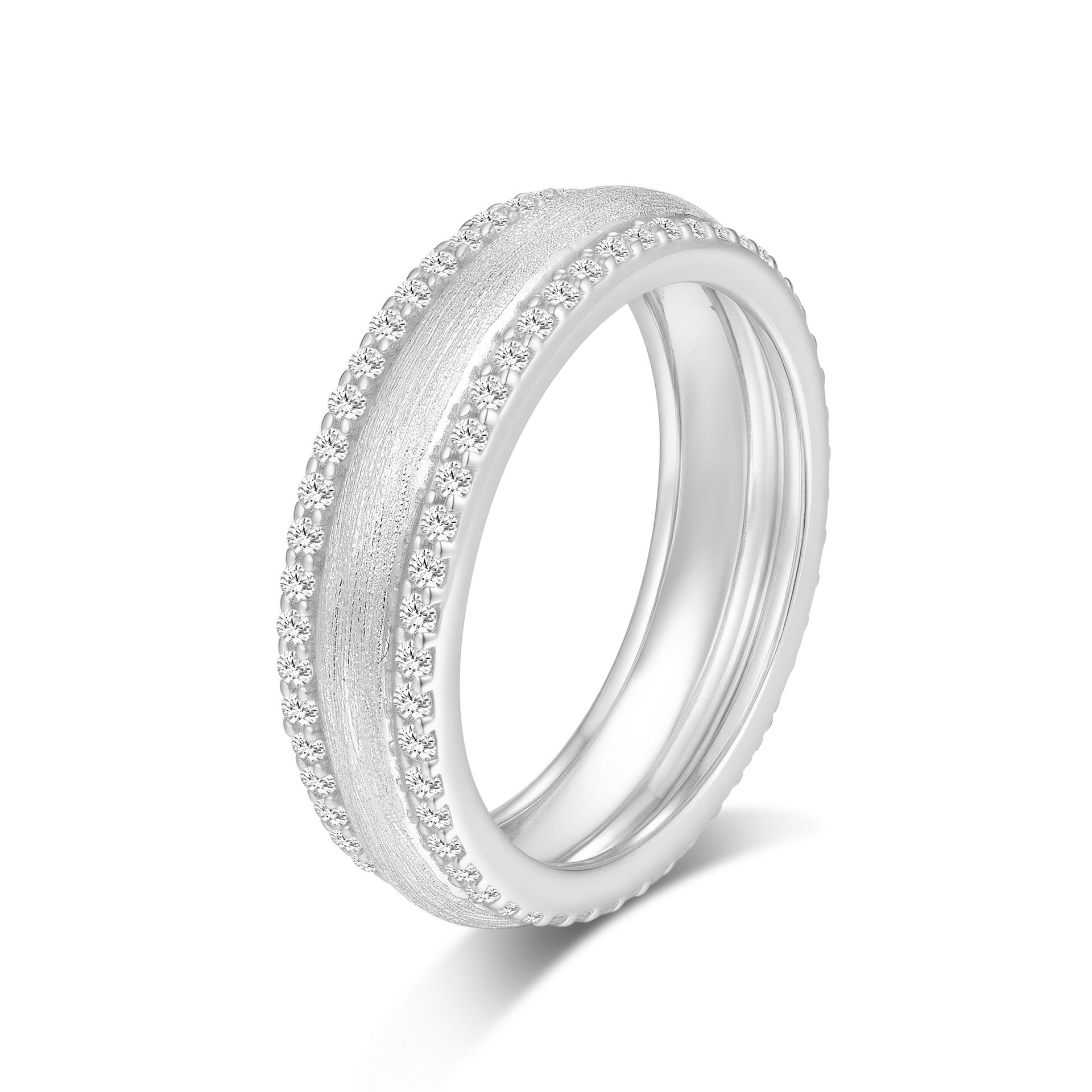 Italian Brushed Vintage Minimalist Luxury Moissanite Ring in 14K Gold Plated 925 Silver | Moisse & Silver Co. | #77 - Moisse & Silver Co.