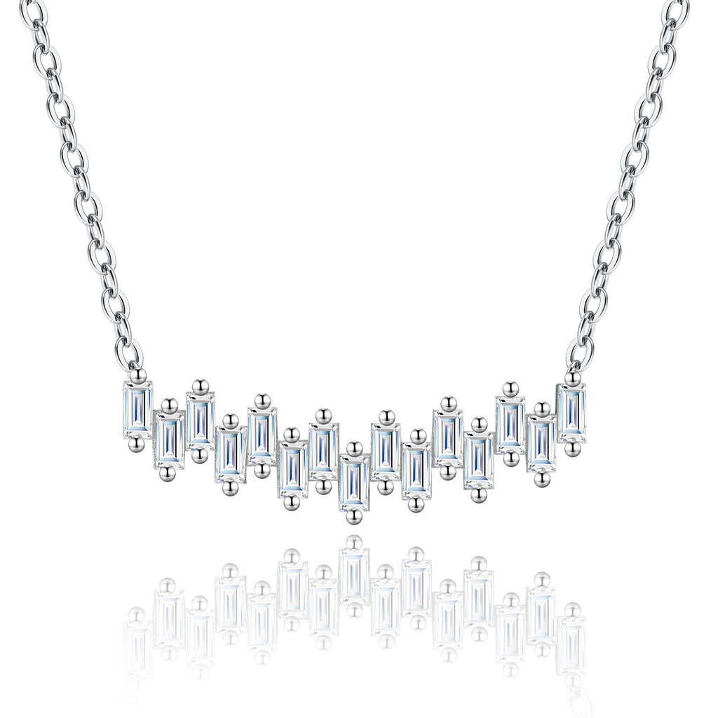 Minimalist S925 Silver Layering Necklace - Summer Chic Choker 15pcs Moissanite - Moisse & Silver Co.