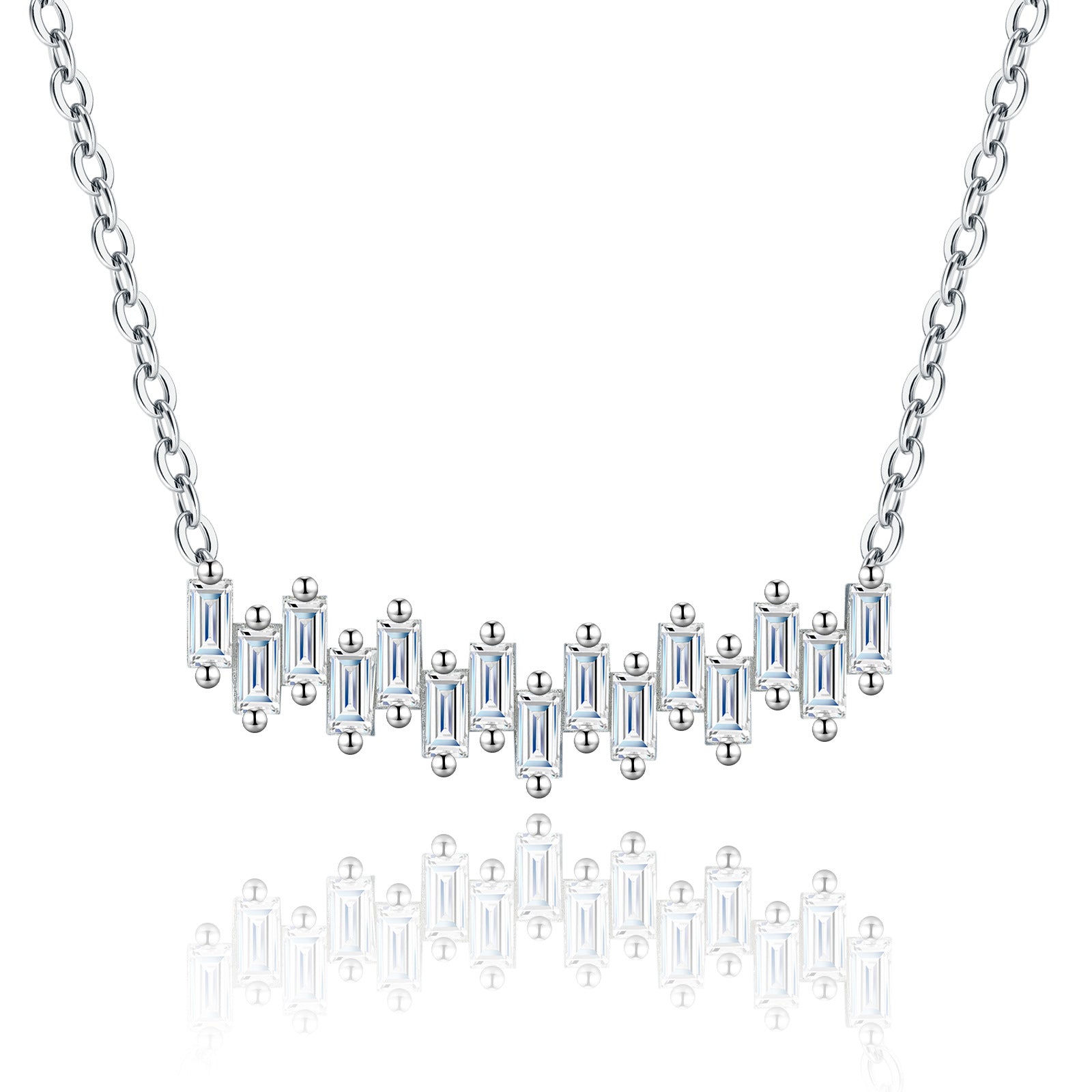 Minimalist S925 Silver Layering Necklace - Summer Chic Choker 15pcs Moissanite - Moisse & Silver Co.