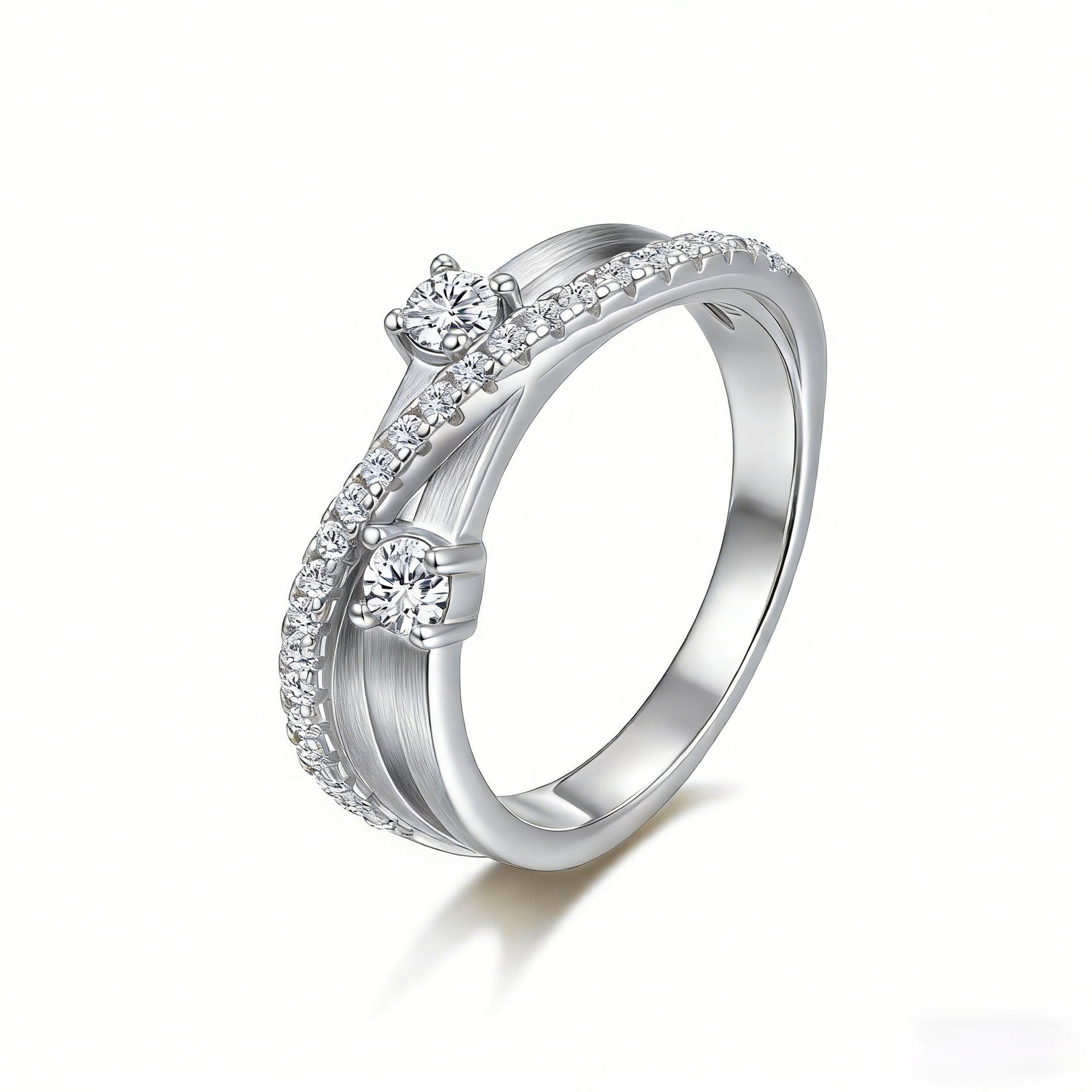 Italian Brushed Heart Moissanite Ring in 14K Gold Plated 925 Silver | Moisse & Silver Co. | #60 - Moisse & Silver Co.