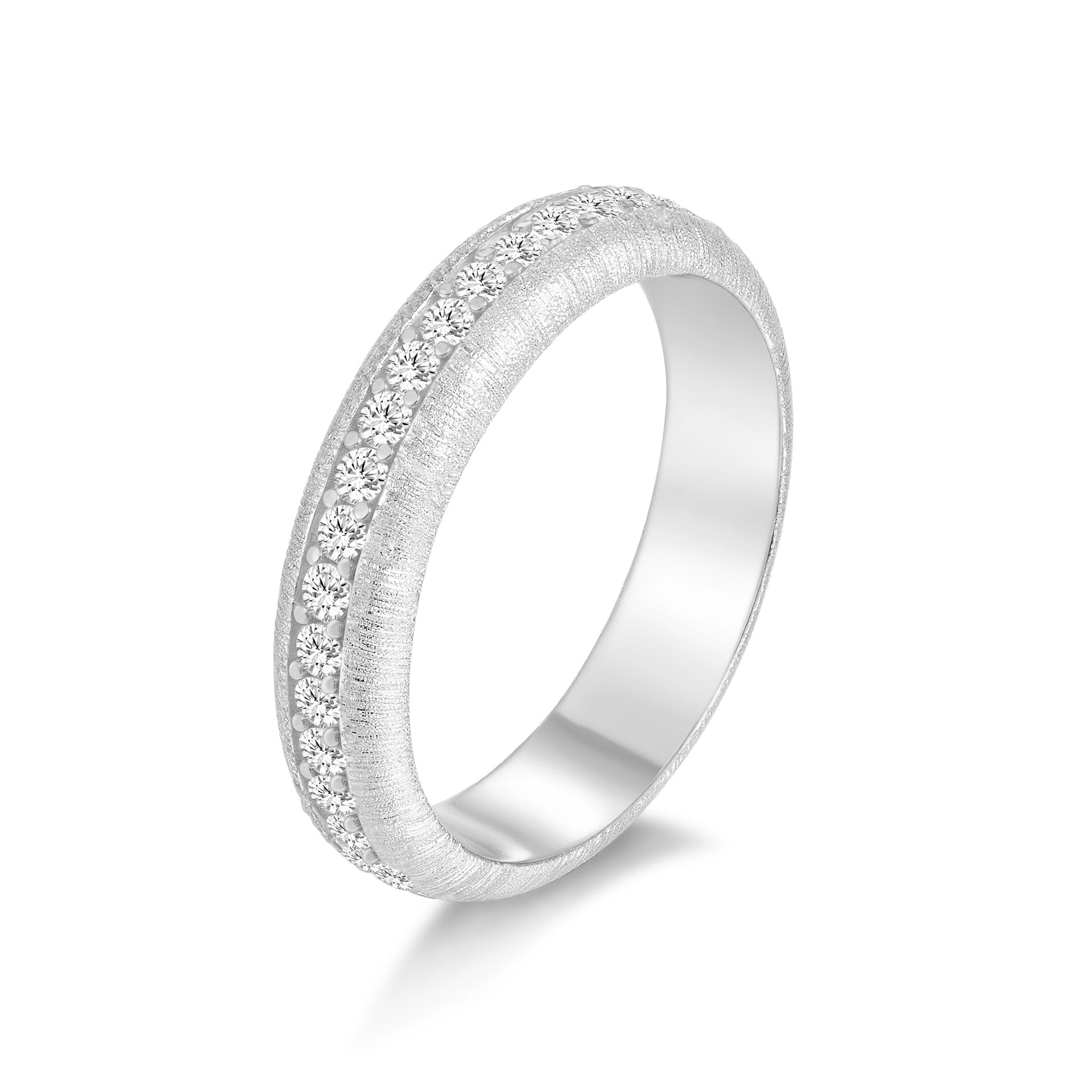 Italian Brushed Minimalist Luxury Floral Moissanite Ring in 14K Gold Plated 925 Silver | Moisse & Silver Co. | #39 - Moisse & Silver Co.