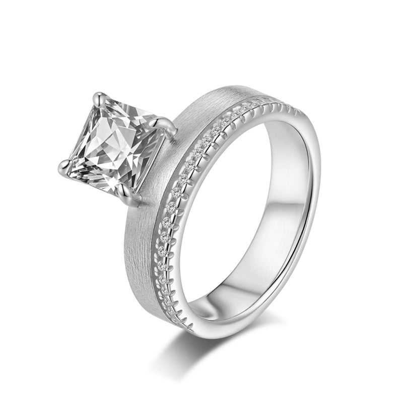 Italian Brushed Vintage Moissanite Ring in 14K Gold Plated 925 Silver | Moisse & Silver Co. | #49 - Moisse & Silver Co.