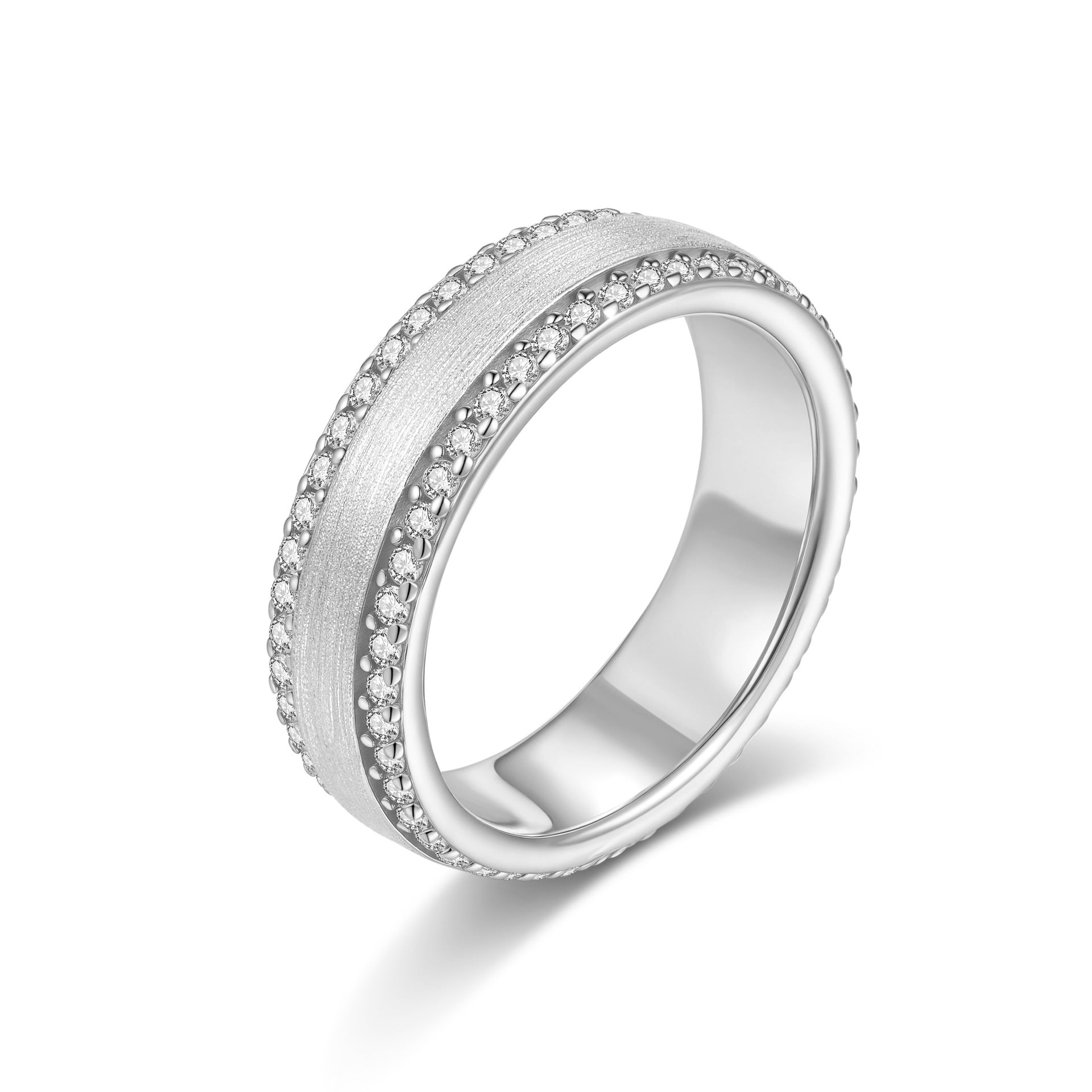 Italian Brushed Vintage Minimalist Luxury Moissanite Ring in 14K Gold Plated 925 Silver | Moisse & Silver Co. | #86 - Moisse & Silver Co.