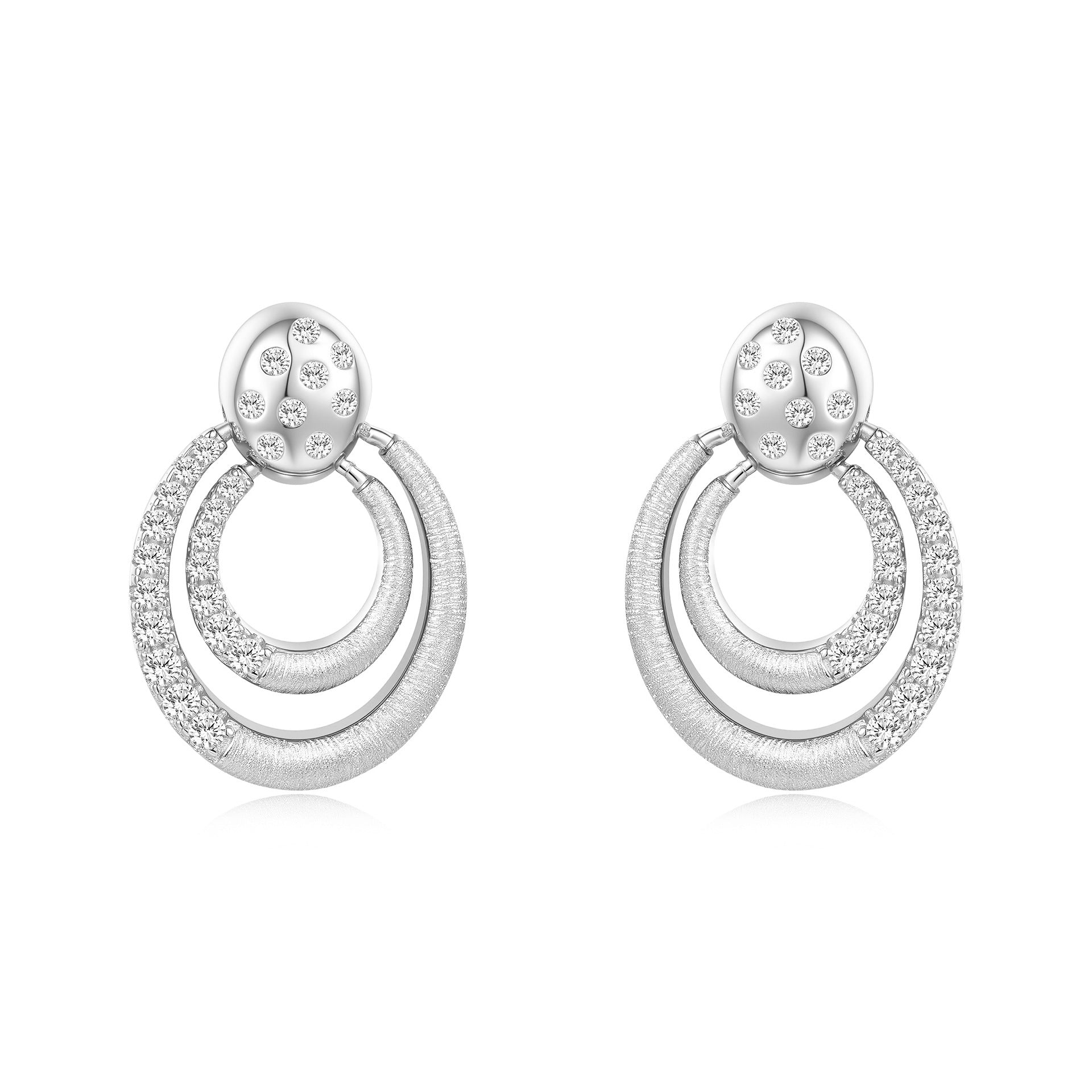 Italian Brushed Moissanite Earrings - 14K Gold Plated 925 Sterling Silver | MS-G98 in 14K Gold Plated 925 Silver | Moisse & Silver Co. - Moisse & Silver Co.