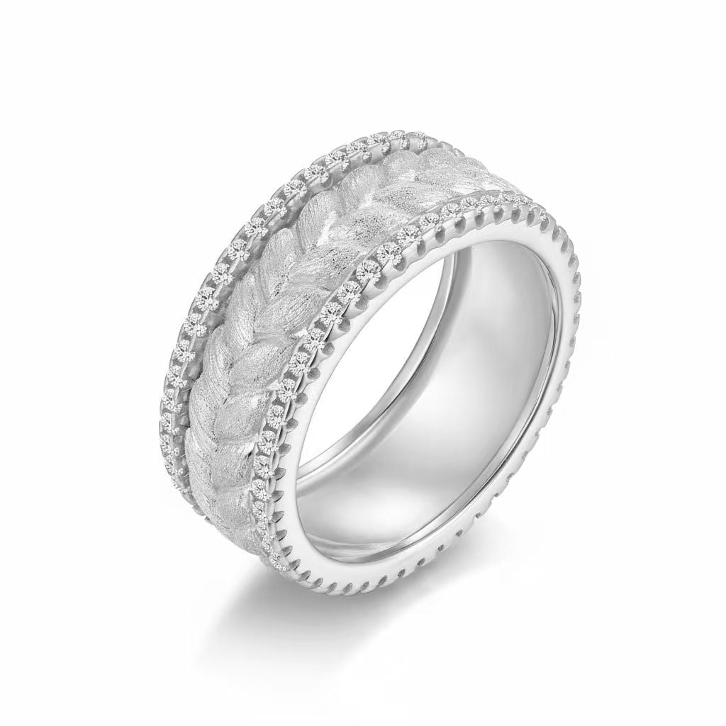 Italian Brushed Vintage Luxury Moissanite Ring in 14K Gold Plated 925 Silver | Moisse & Silver Co. | #32 - Moisse & Silver Co.