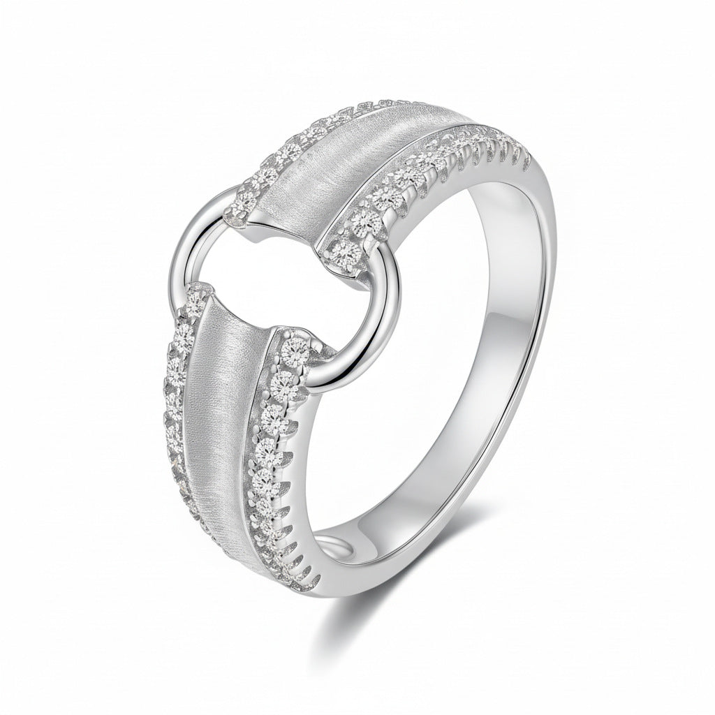 Italian Brushed Vintage Minimalist Luxury Moissanite Ring in 14K Gold Plated 925 Silver | Moisse & Silver Co. | #25 - Moisse & Silver Co.