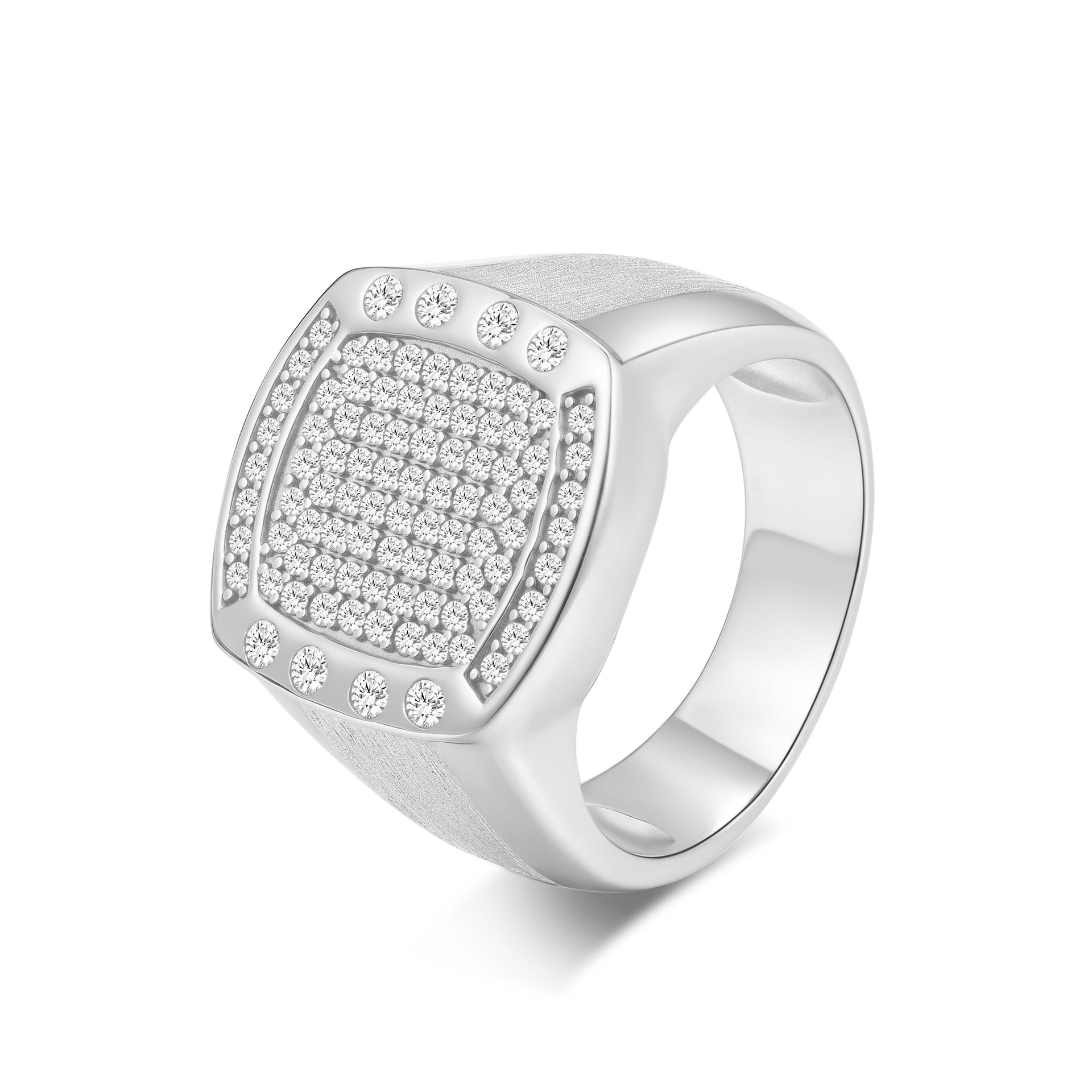 Italian Brushed Radiant Cut Moissanite Ring in 14K Gold Plated 925 Silver | Moisse & Silver Co. | #72 - Moisse & Silver Co.