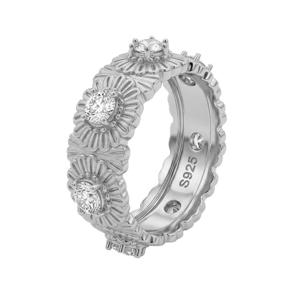 Italian Brushed Vintage Luxury Floral Moissanite Ring in 14K Gold Plated 925 Silver | Moisse & Silver Co. | #37 - Moisse & Silver Co.