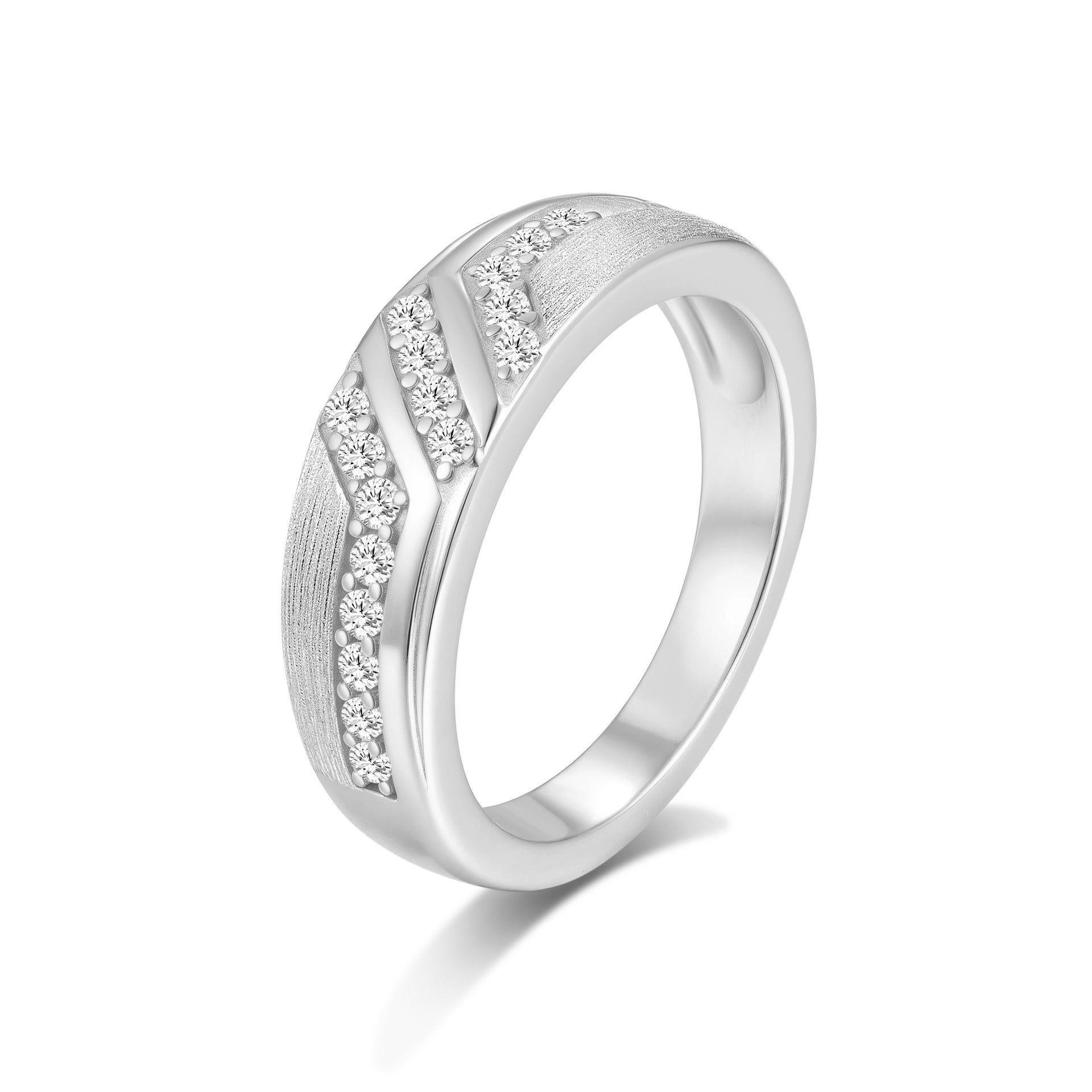 Italian Brushed Vintage Moissanite Ring in 14K Gold Plated 925 Silver | Moisse & Silver Co. | #74 - Moisse & Silver Co.