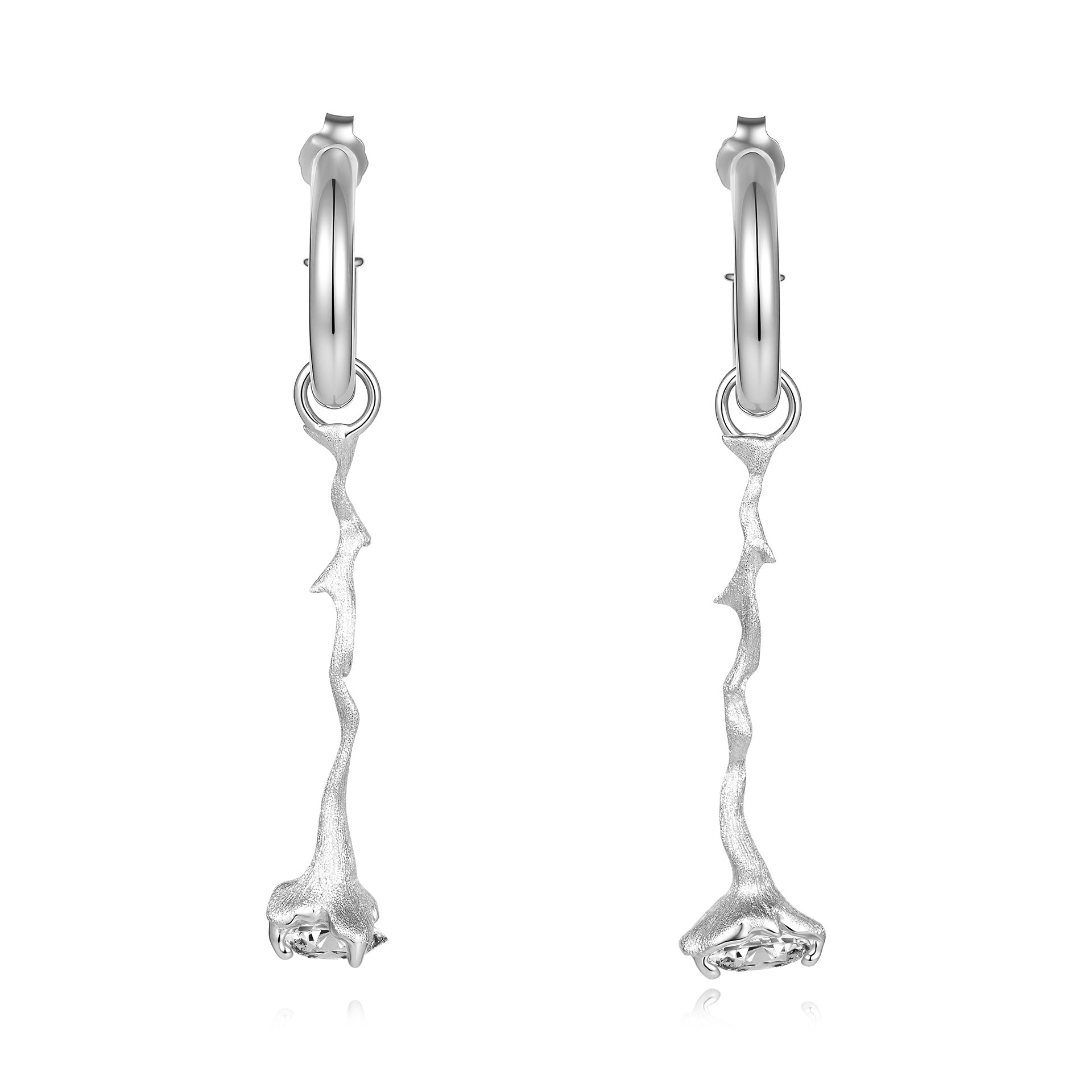 Italian Brushed Minimalist Moissanite Earrings in 14K Gold Plated 925 Silver | Moisse & Silver Co. | #97 - Moisse & Silver Co.