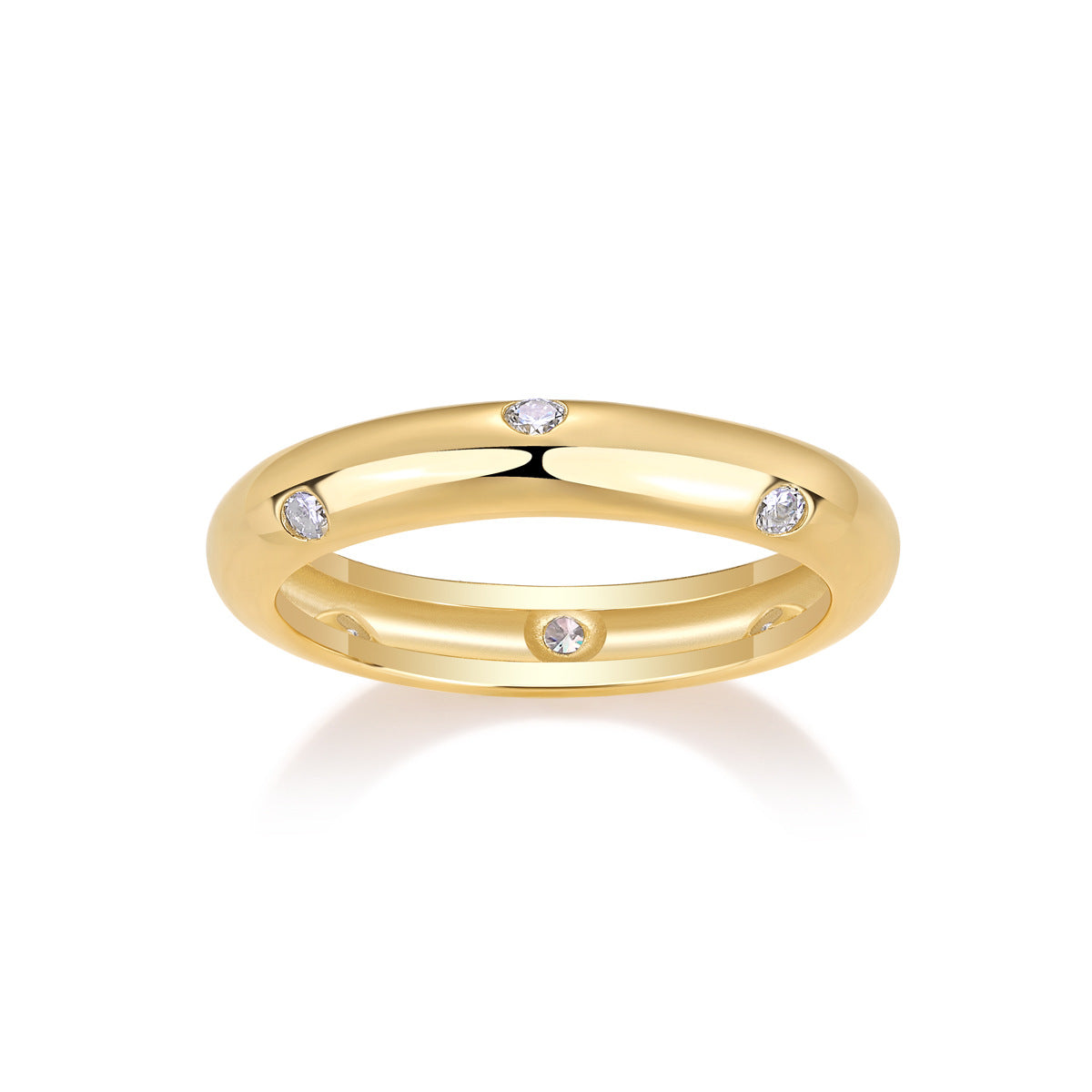 INS Gold Moissanite Ring - 925 Silver 18K Gold Plated #4 - Moisse & Silver Co.