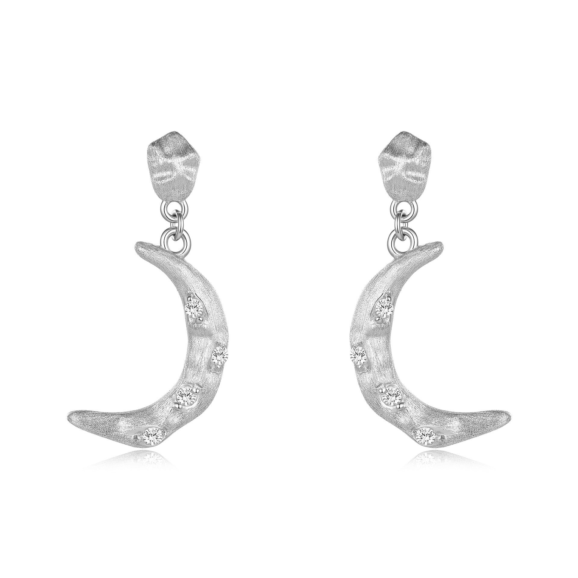 Italian Brushed Minimalist Luxury Star Moissanite Earrings in 14K Gold Plated 925 Silver | Moisse & Silver Co. | #94 - Moisse & Silver Co.