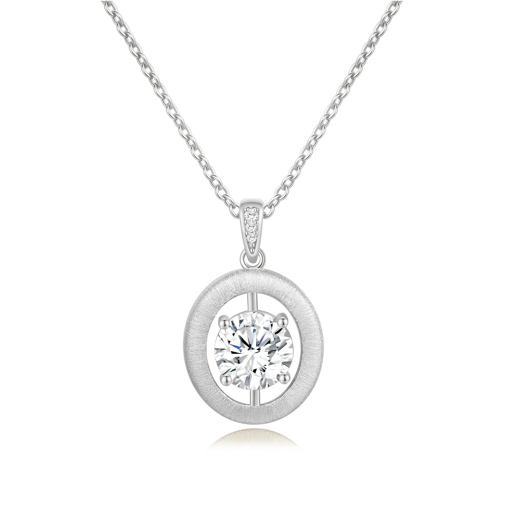 Italian Brushed Vintage Minimalist Moissanite Necklace in 14K Gold Plated 925 Silver | Moisse & Silver Co. | #58 - Moisse & Silver Co.