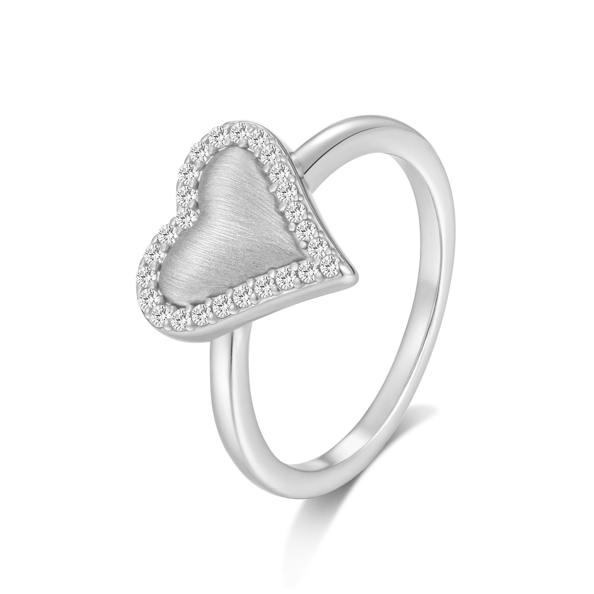 Italian Brushed Vintage Luxury Heart Moissanite Ring in 14K Gold Plated 925 Silver | Moisse & Silver Co. | #75 - Moisse & Silver Co.