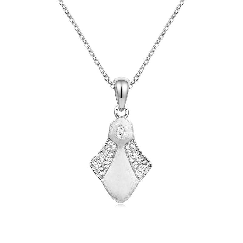 Italian Brushed Vintage Luxury Pear Cut Moissanite Necklace in 14K Gold Plated 925 Silver | Moisse & Silver Co. | #138 - Moisse & Silver Co.