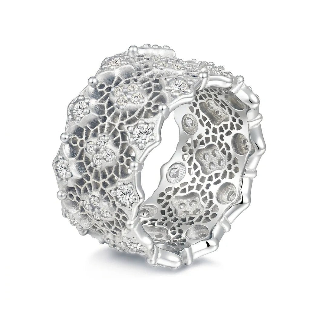 Italian Brushed Vintage Moissanite Ring in 14K Gold Plated 925 Silver | Moisse & Silver Co. | #122 - Moisse & Silver Co.