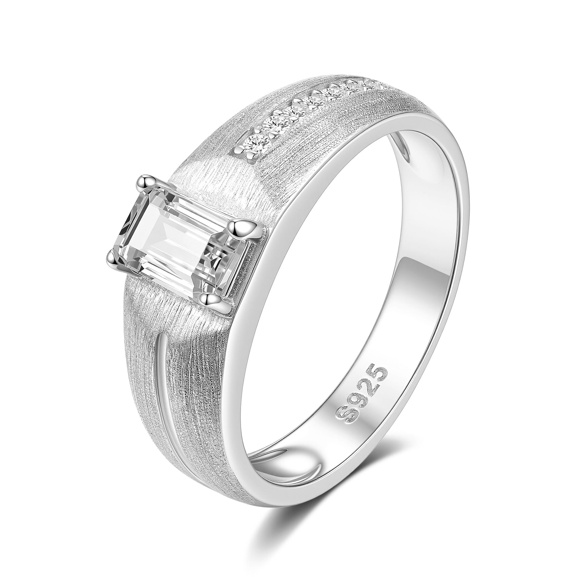 Italian Brushed Luxury Moissanite Ring in 14K Gold Plated 925 Silver | Moisse & Silver Co. | #78 - Moisse & Silver Co.