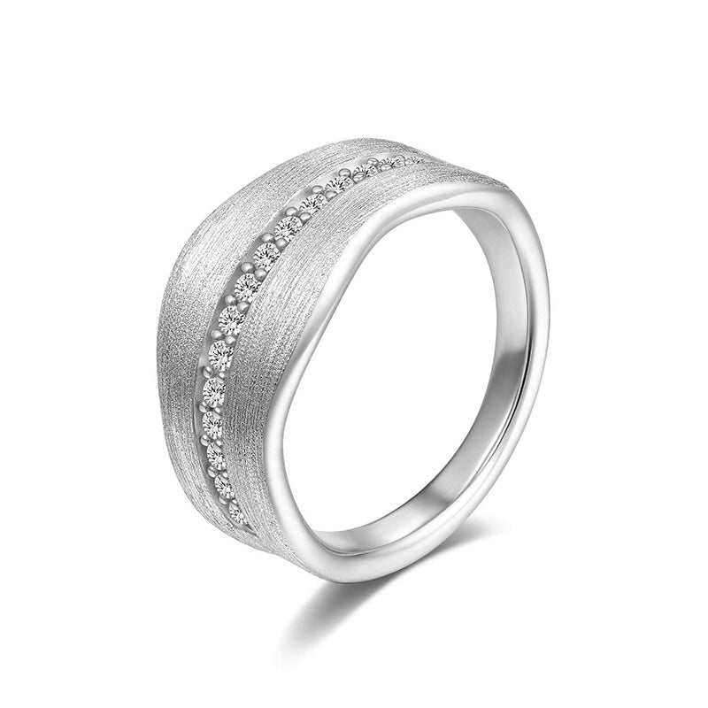 Italian Brushed Moissanite Ring in 14K Gold Plated 925 Silver | Moisse & Silver Co. | #62 - Moisse & Silver Co.