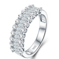 Step Cut Moissanite Wedding Band - S925 Sterling Silver Stackable Ring - Moisse & Silver Co.