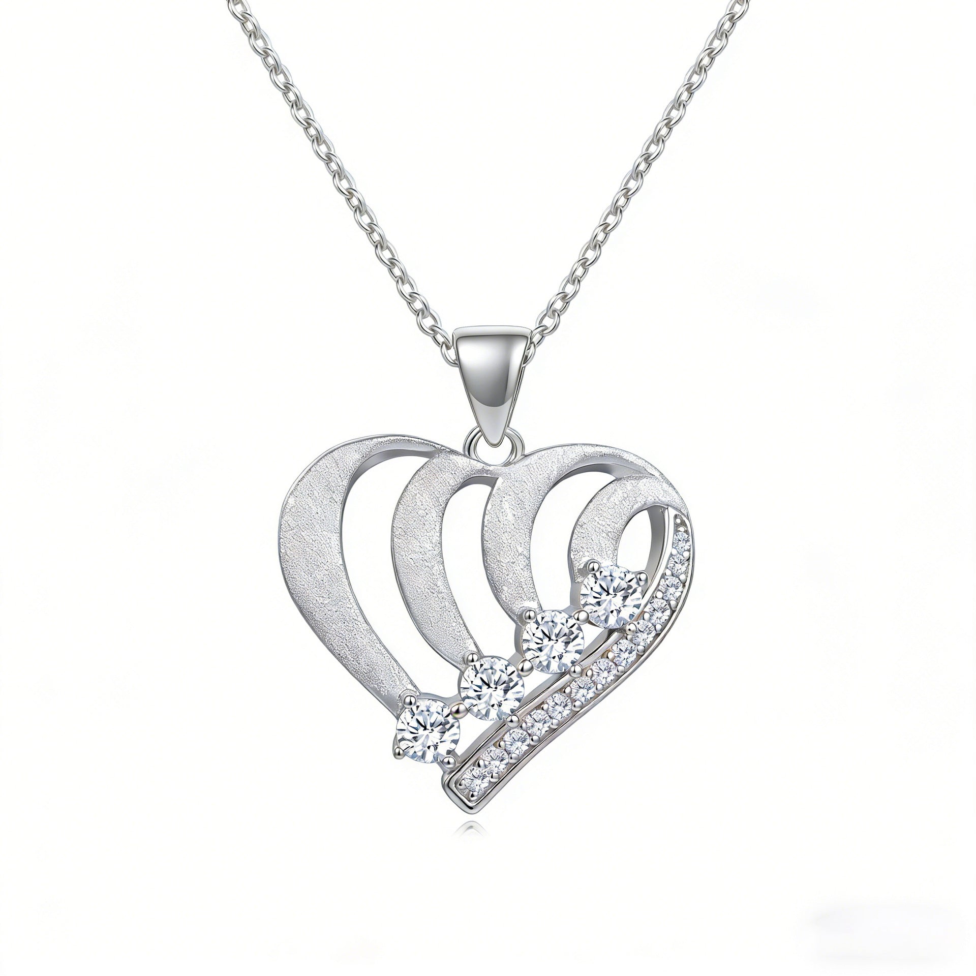 Italian Brushed Minimalist Luxury Heart Moissanite Necklace in 14K Gold Plated 925 Silver | Moisse & Silver Co. | #136 - Moisse & Silver Co.