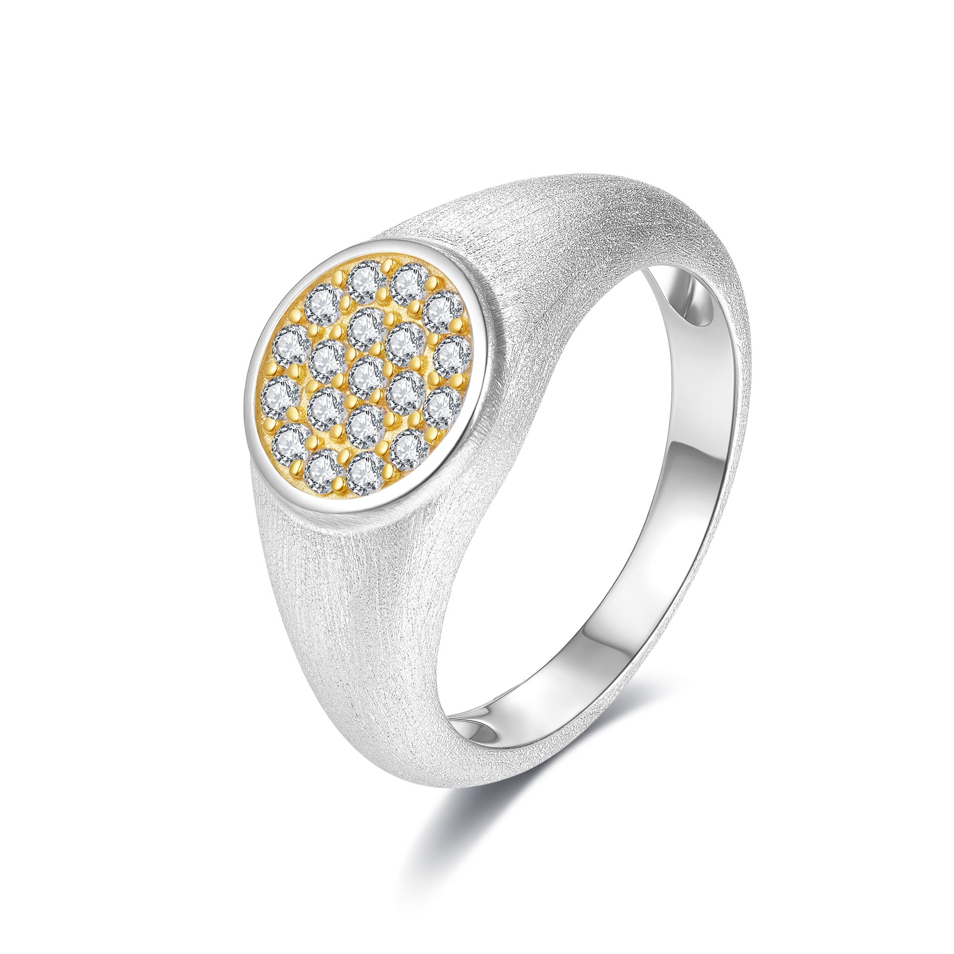 Classic Italian Brushed Solitaire Moissanite Ring in 14K Gold Plated 925 Silver | Moisse & Silver Co. - Moisse & Silver Co.